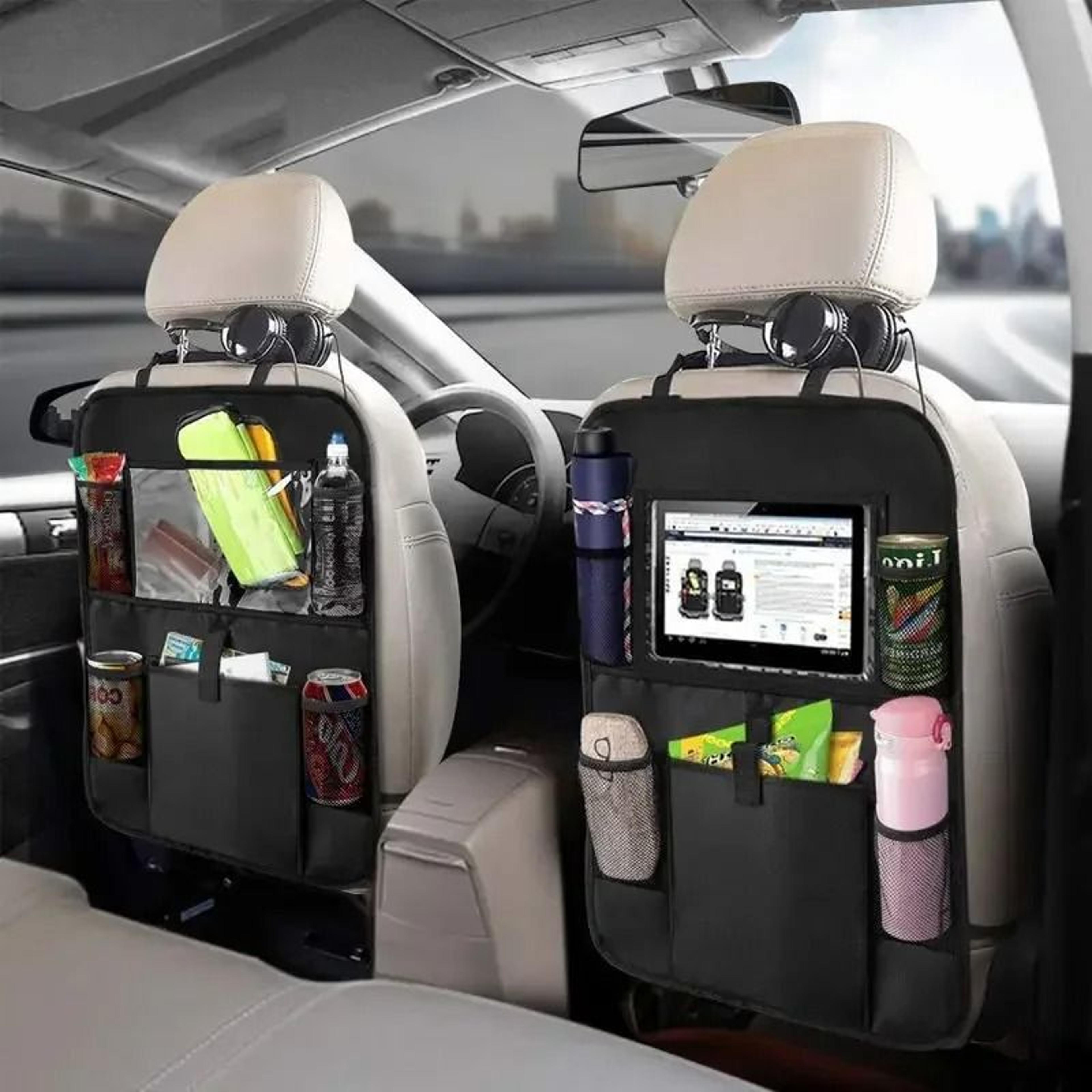 car backseat organizer with tablet holder and seat protector