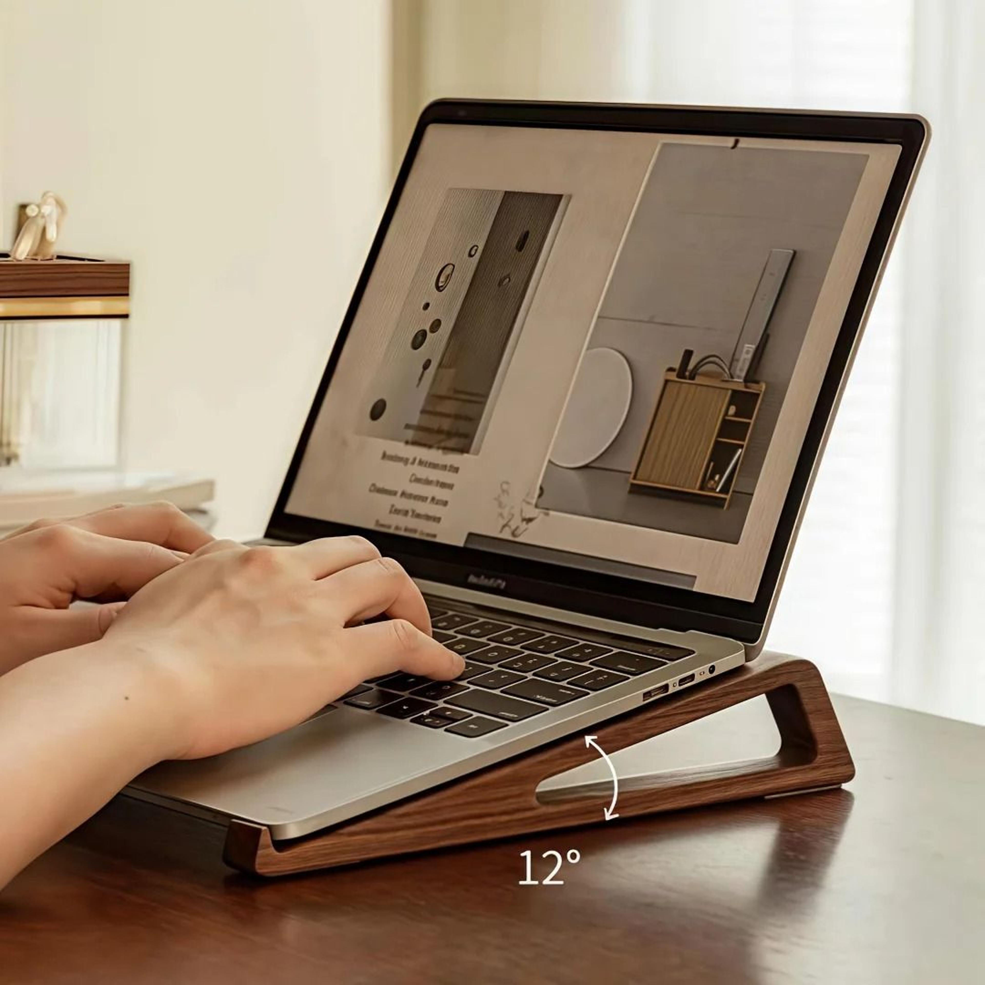 portable wooden laptop stand ergonomic foldable adjustable 12 degree