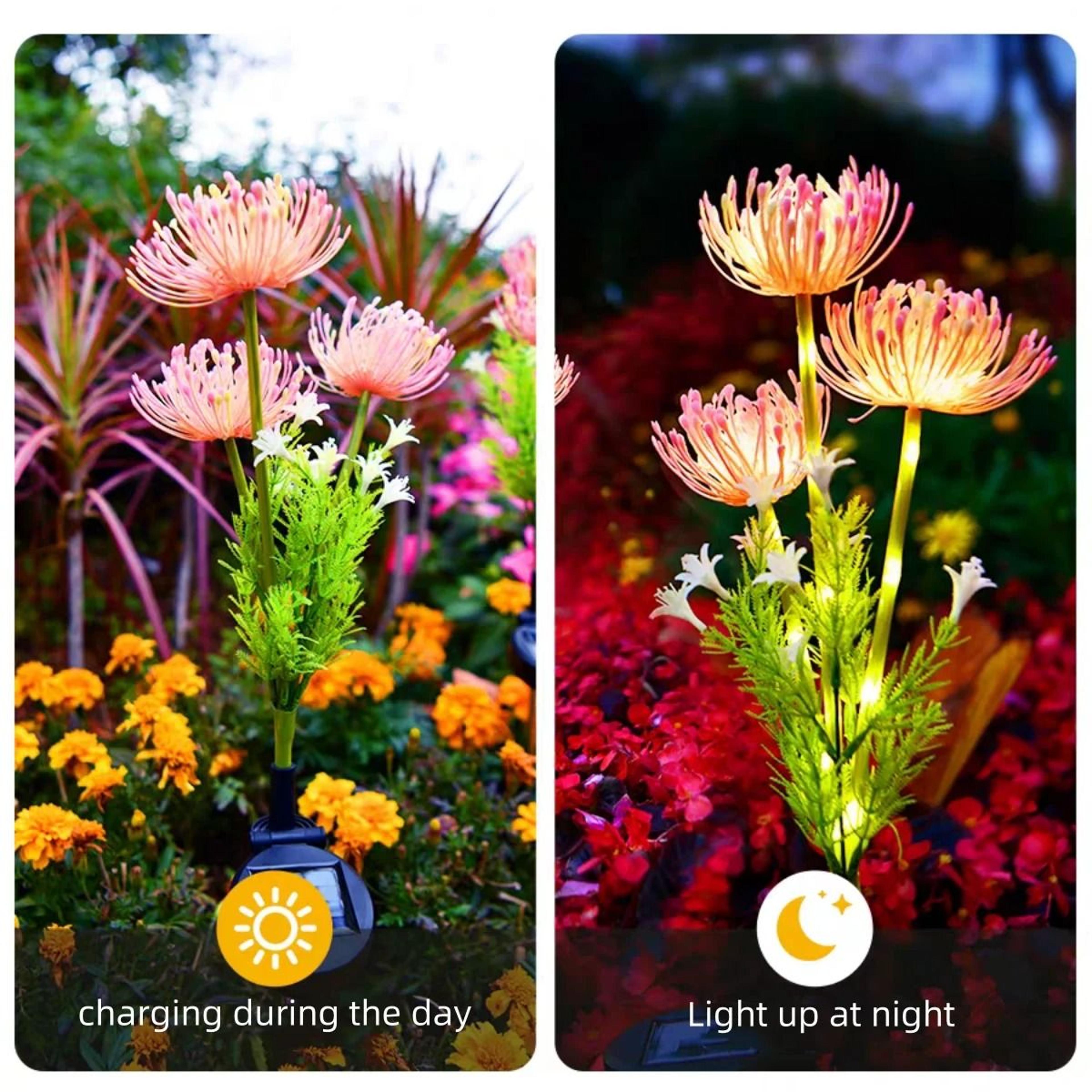 solar flower garden lights waterproof ground stake lamp set
