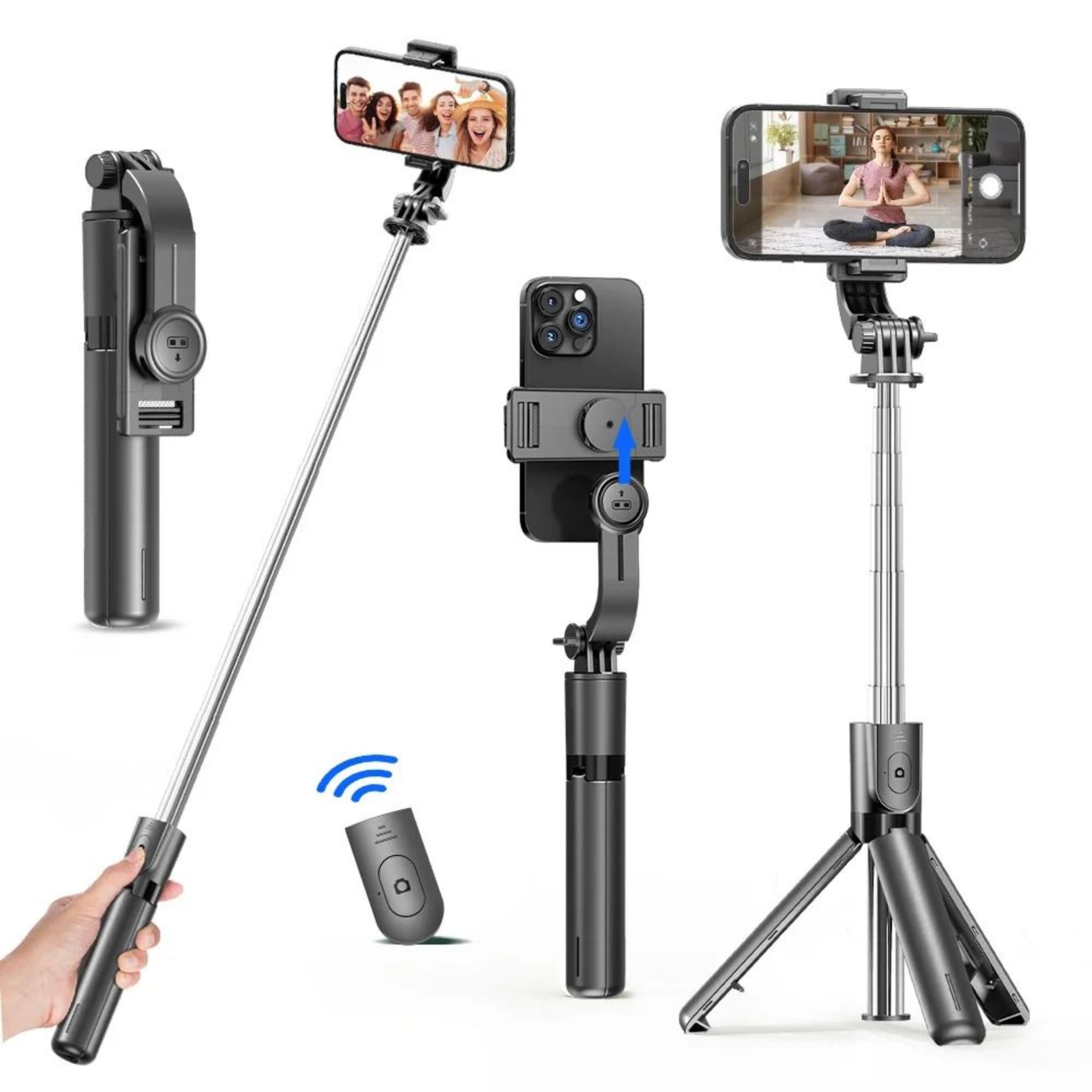 360 degree selfie stick tripod with bluetooth remote and fill light