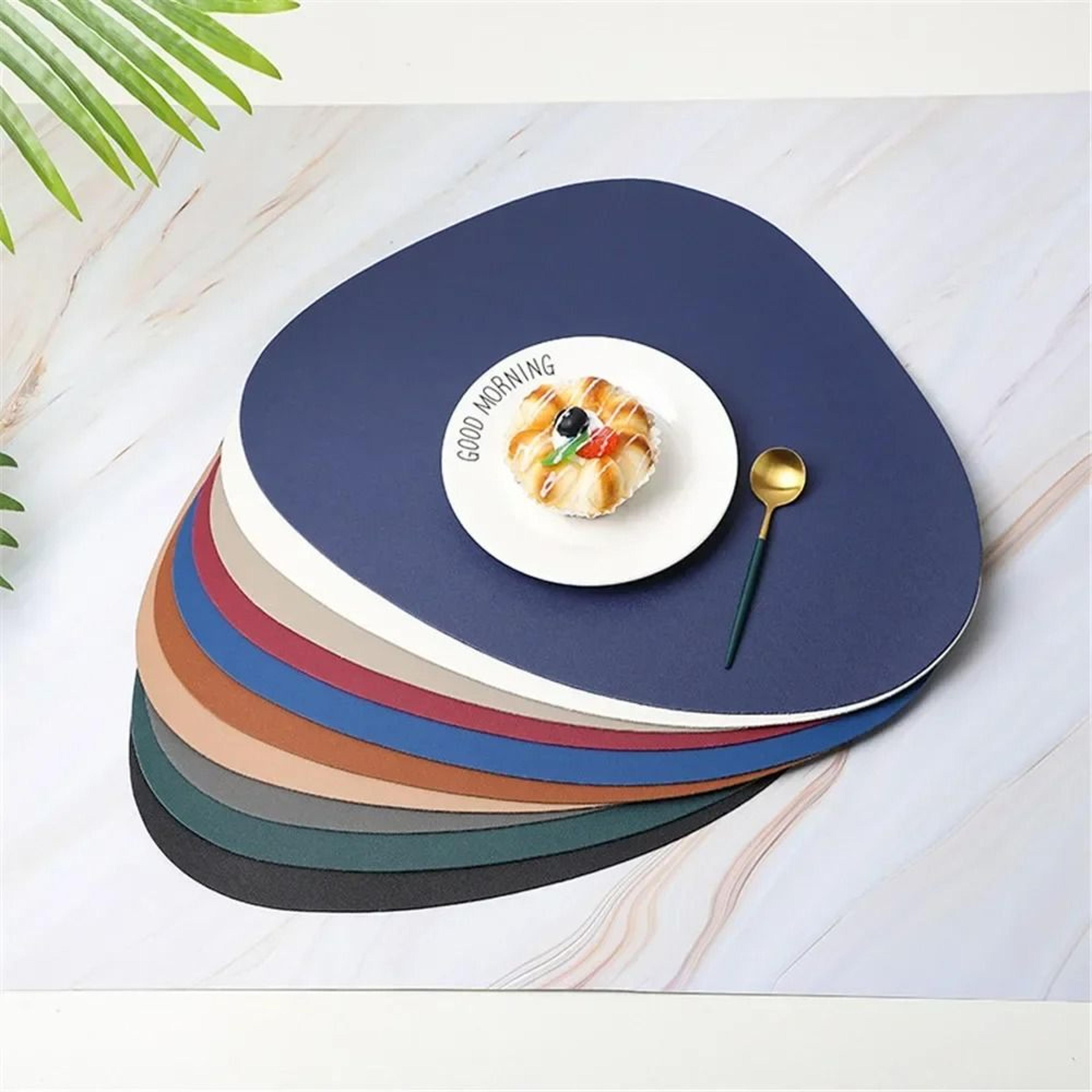 nordic triangle leather placemat set – heat resistant non slip modern dining table mat