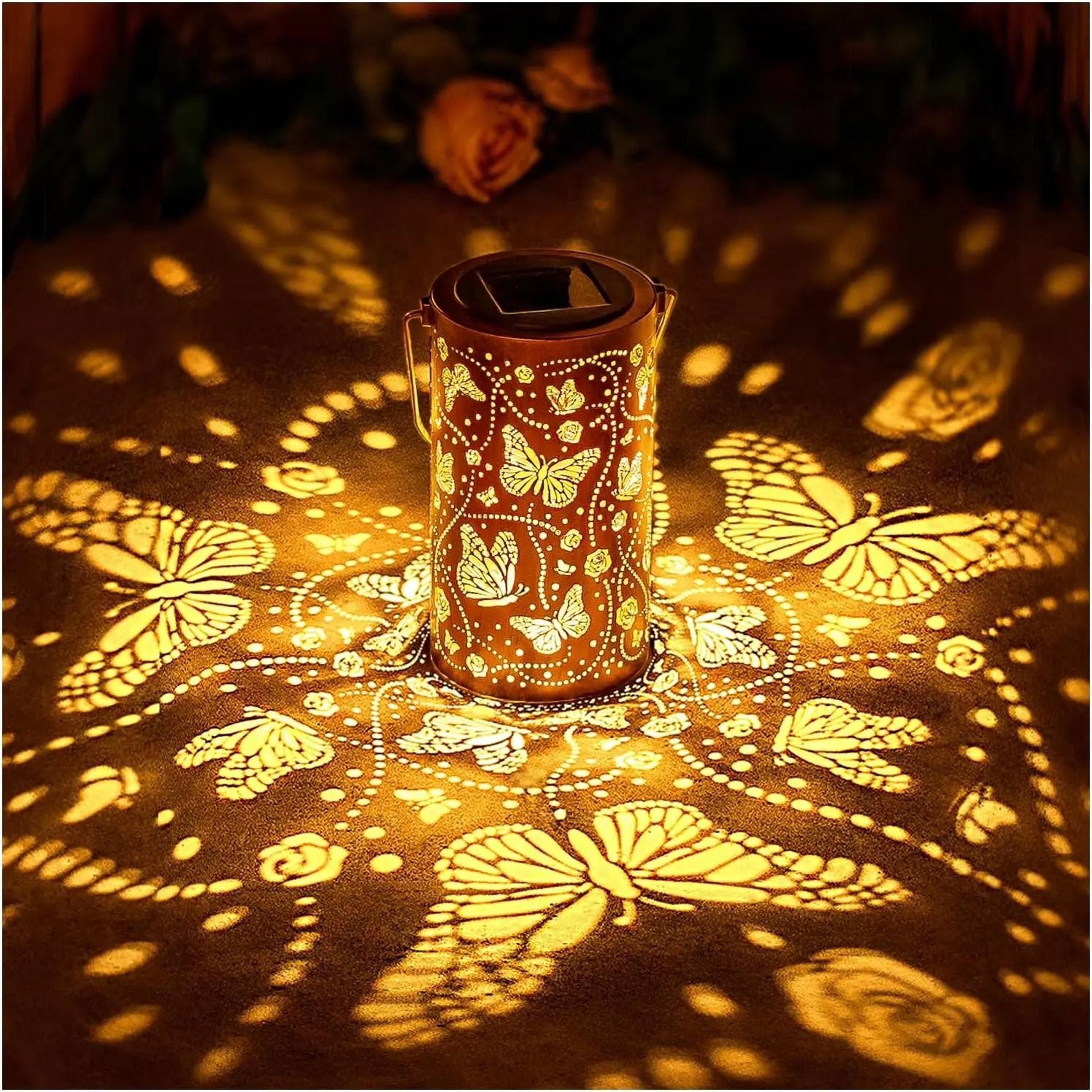 butterfly solar lantern outdoor waterproof metal hanging garden light