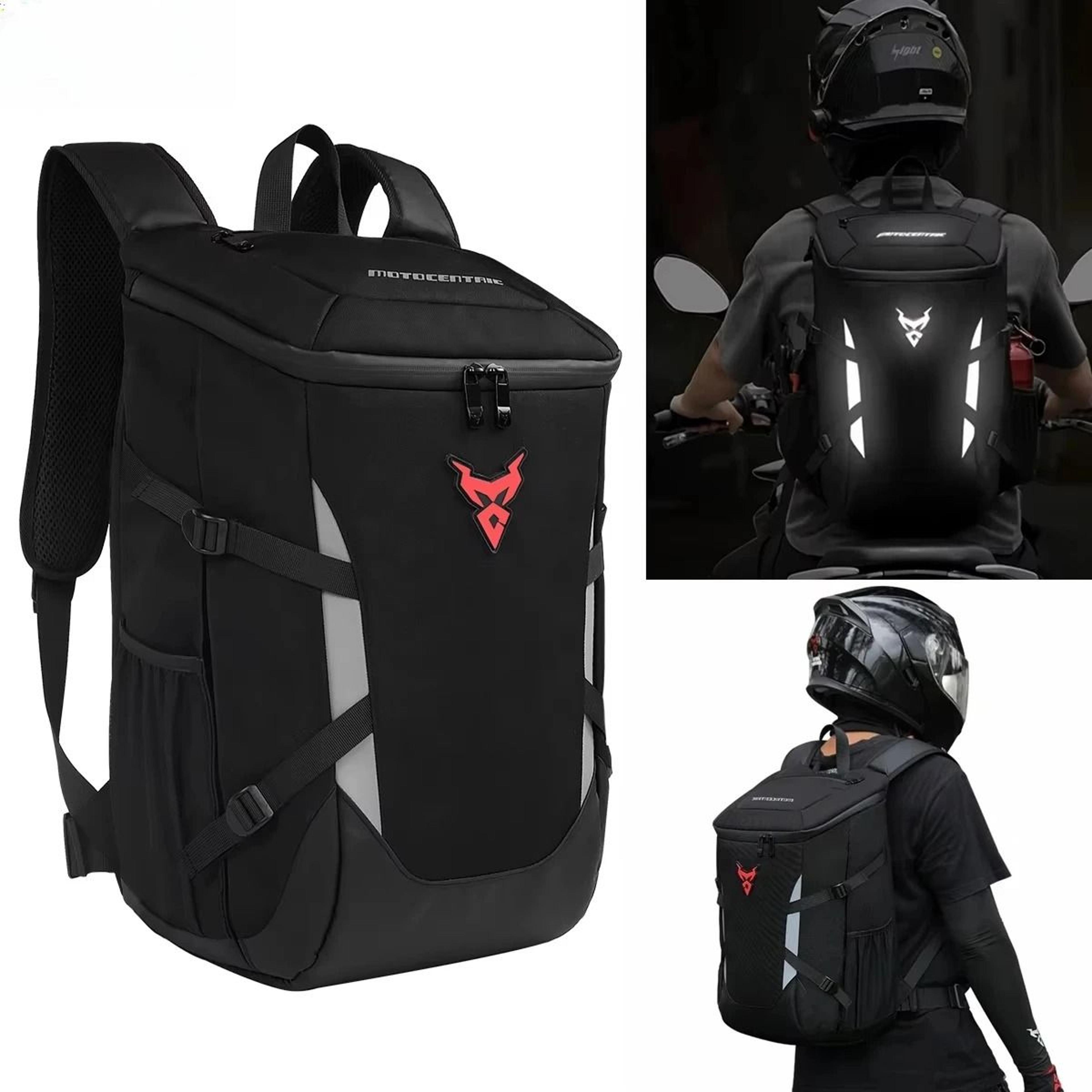 waterproof motorcycle backpack with helmet holder and laptop compartment