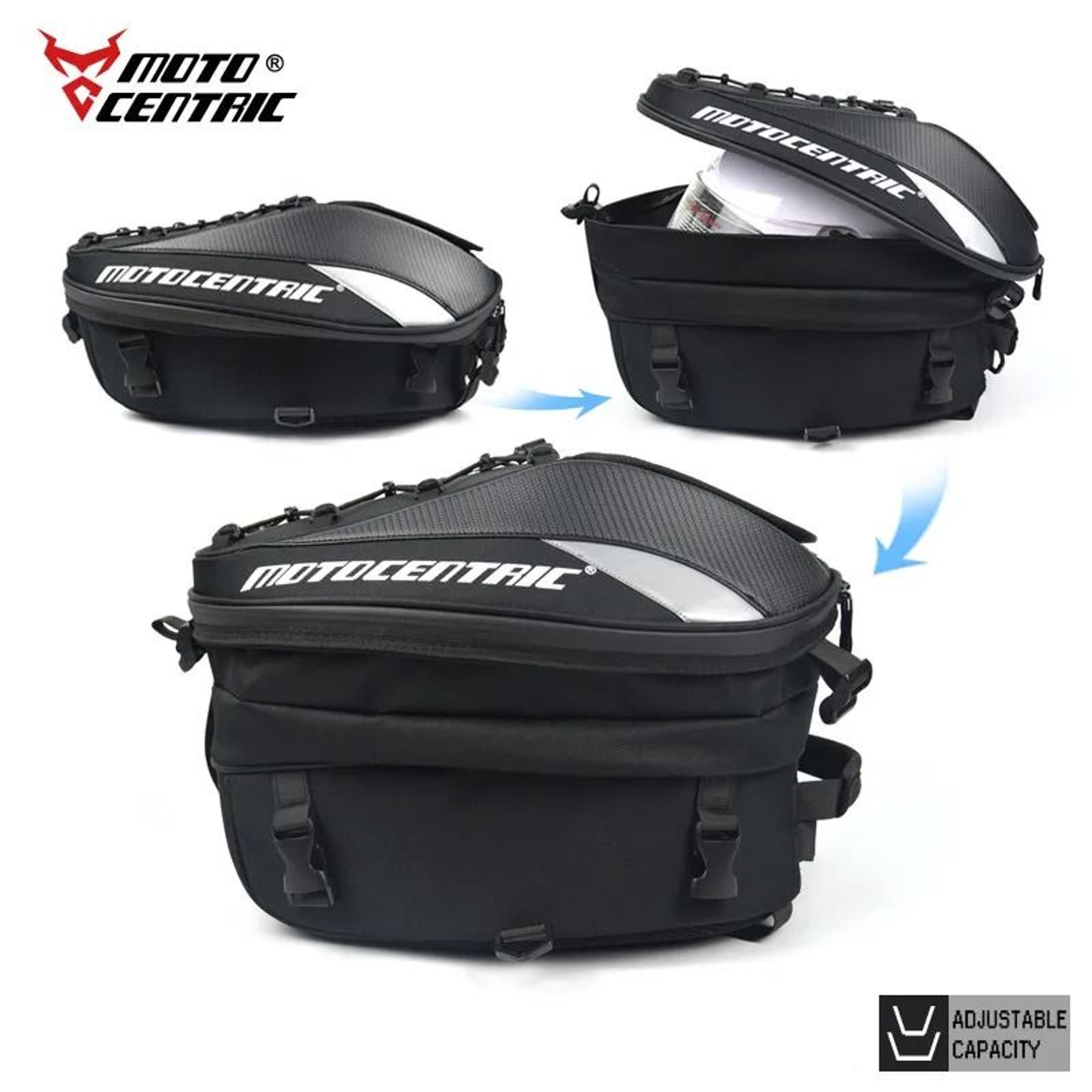 motocentric waterproof motorcycle tail bag high capacity rear seat luggage