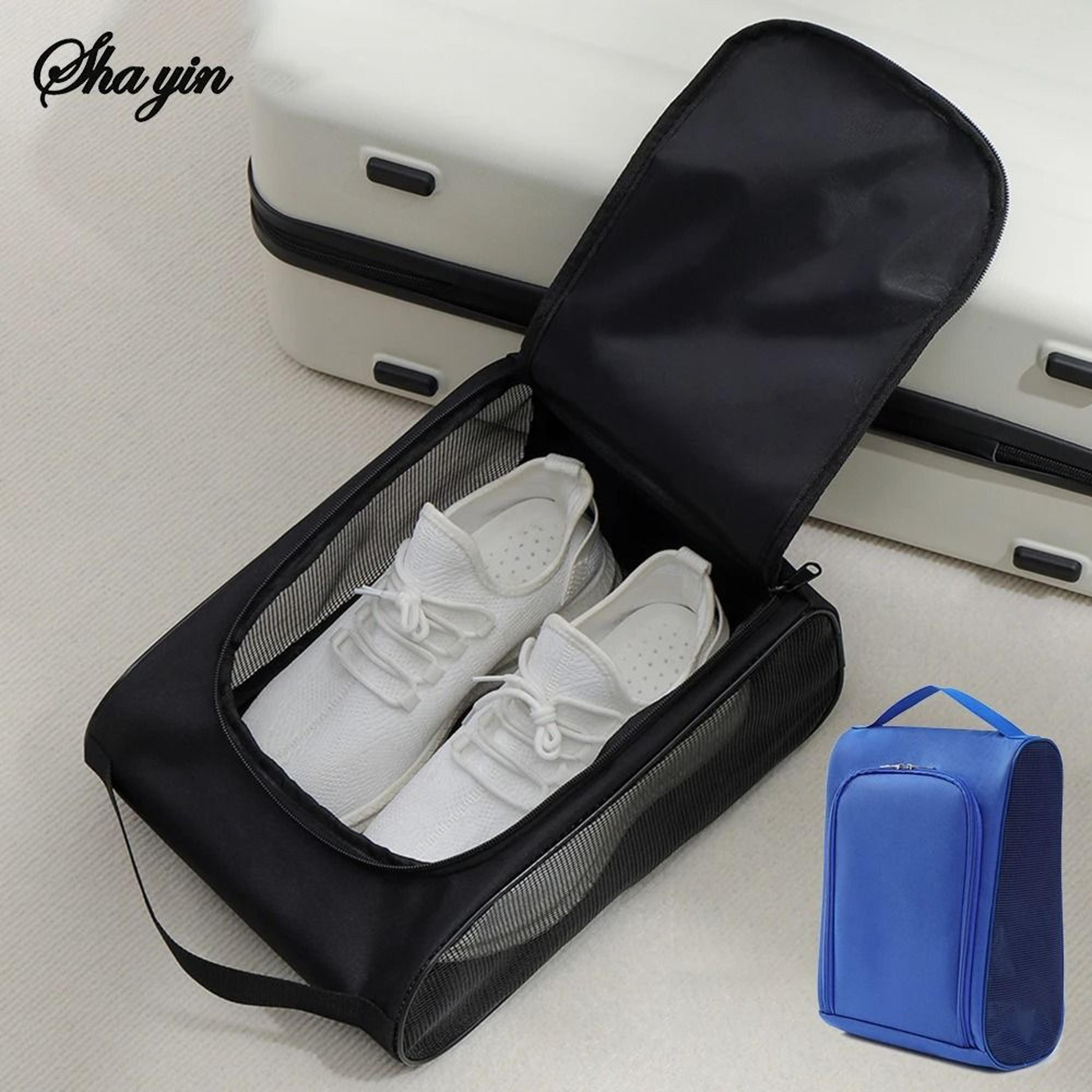black oxford cloth travel shoe storage bag for sports and business