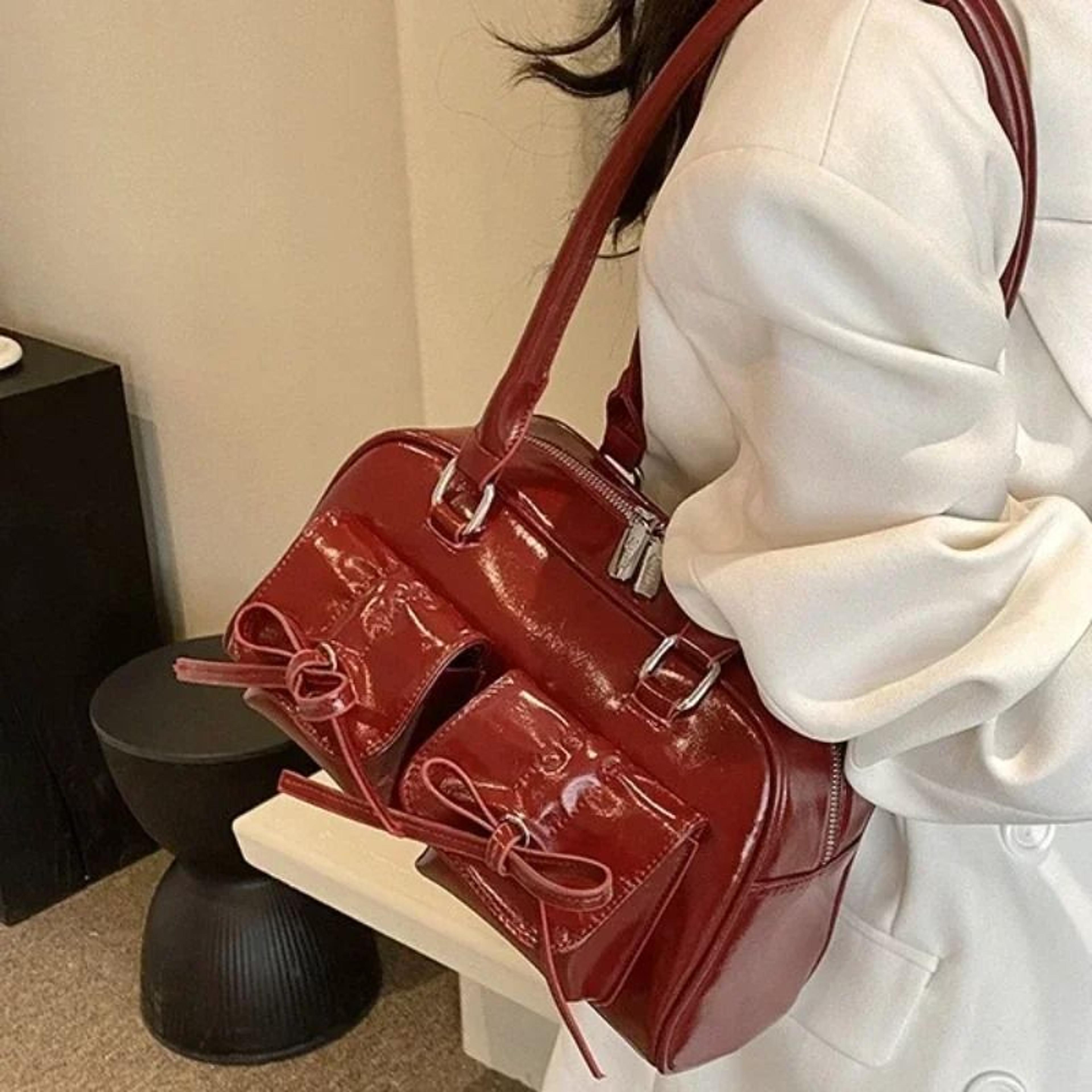 vintage pu leather womens shoulder tote bag large business commute handbag