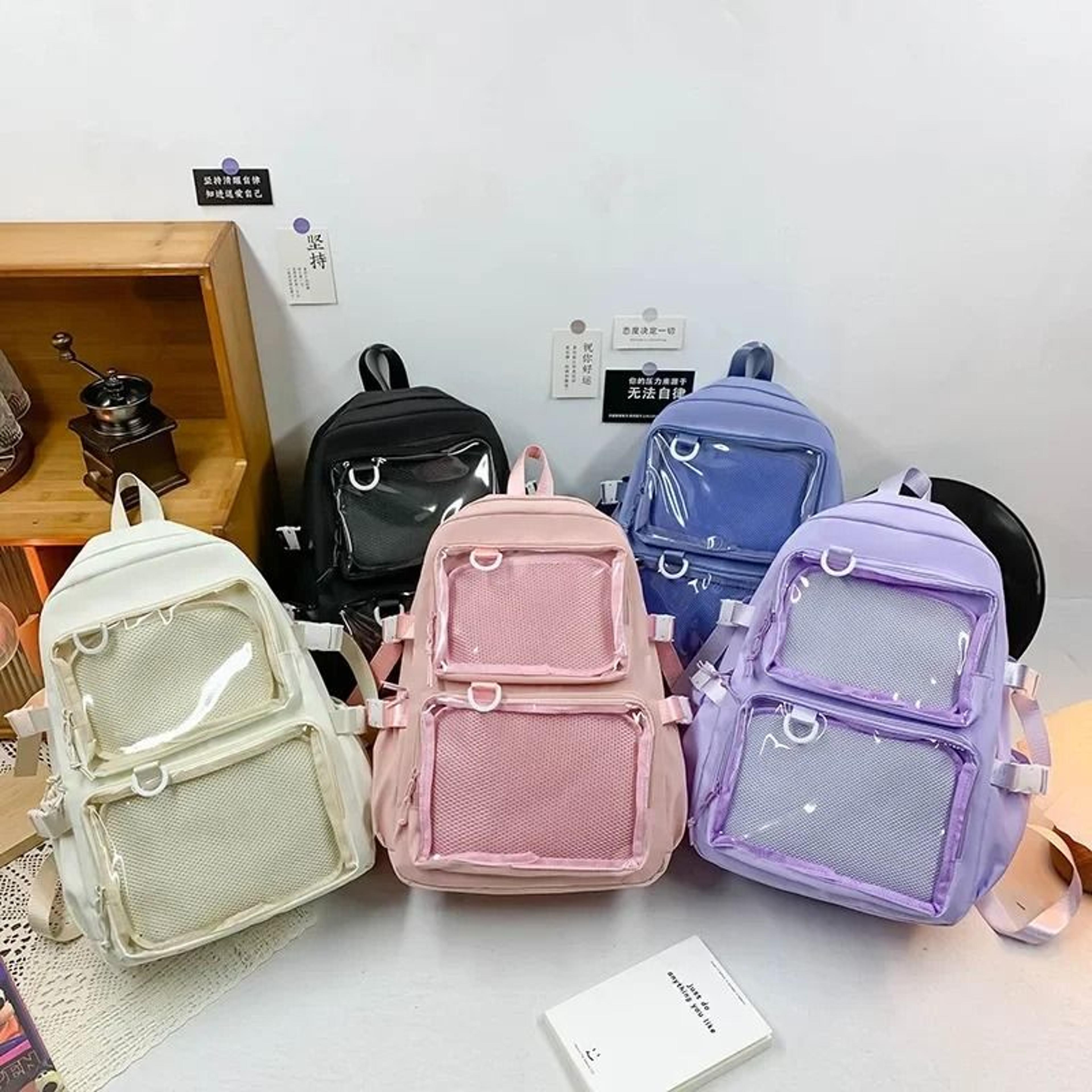 kawaii transparent ita backpack large capacity anime school bag
