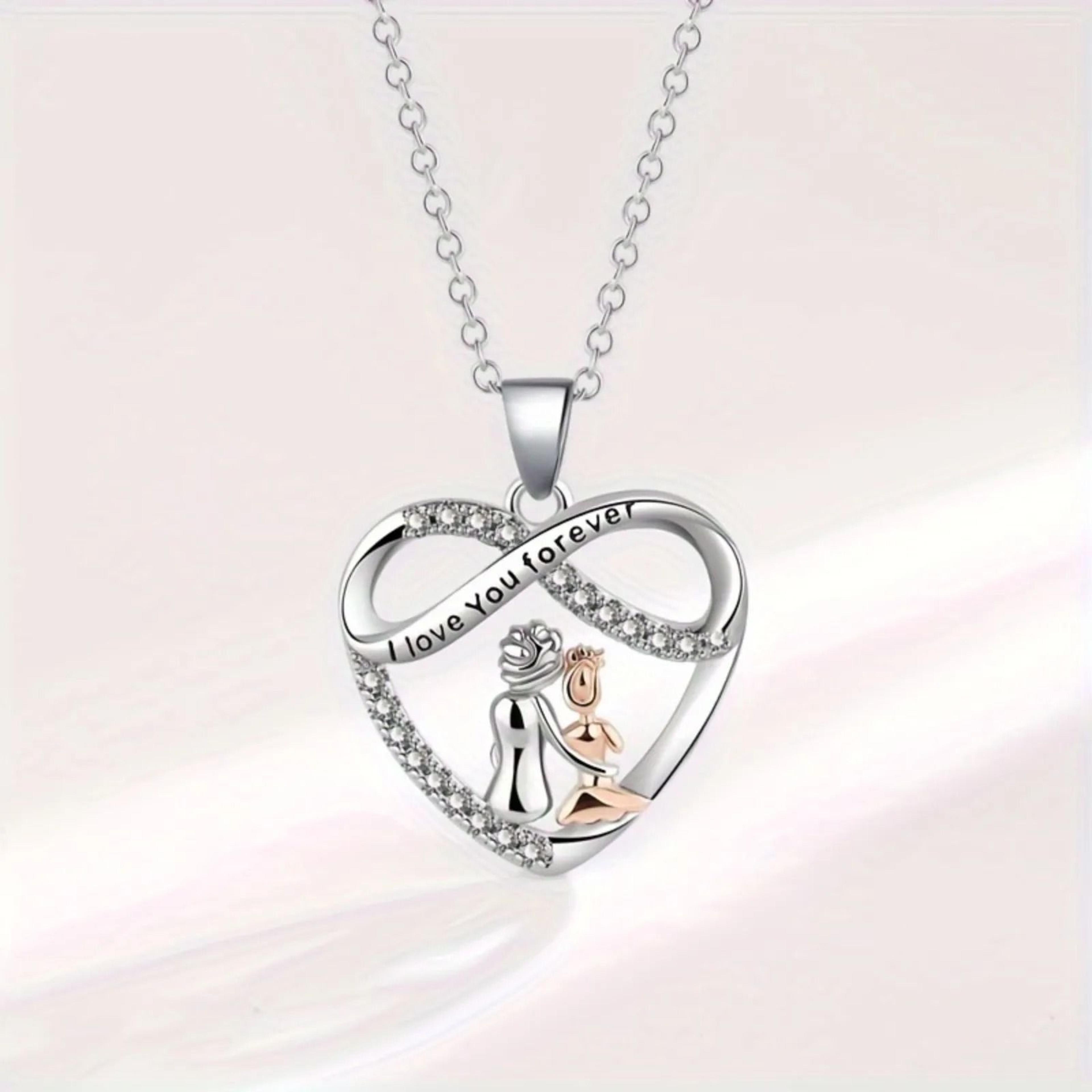 endlesslove grandma granddaughter necklace zirconia heart pendant gift