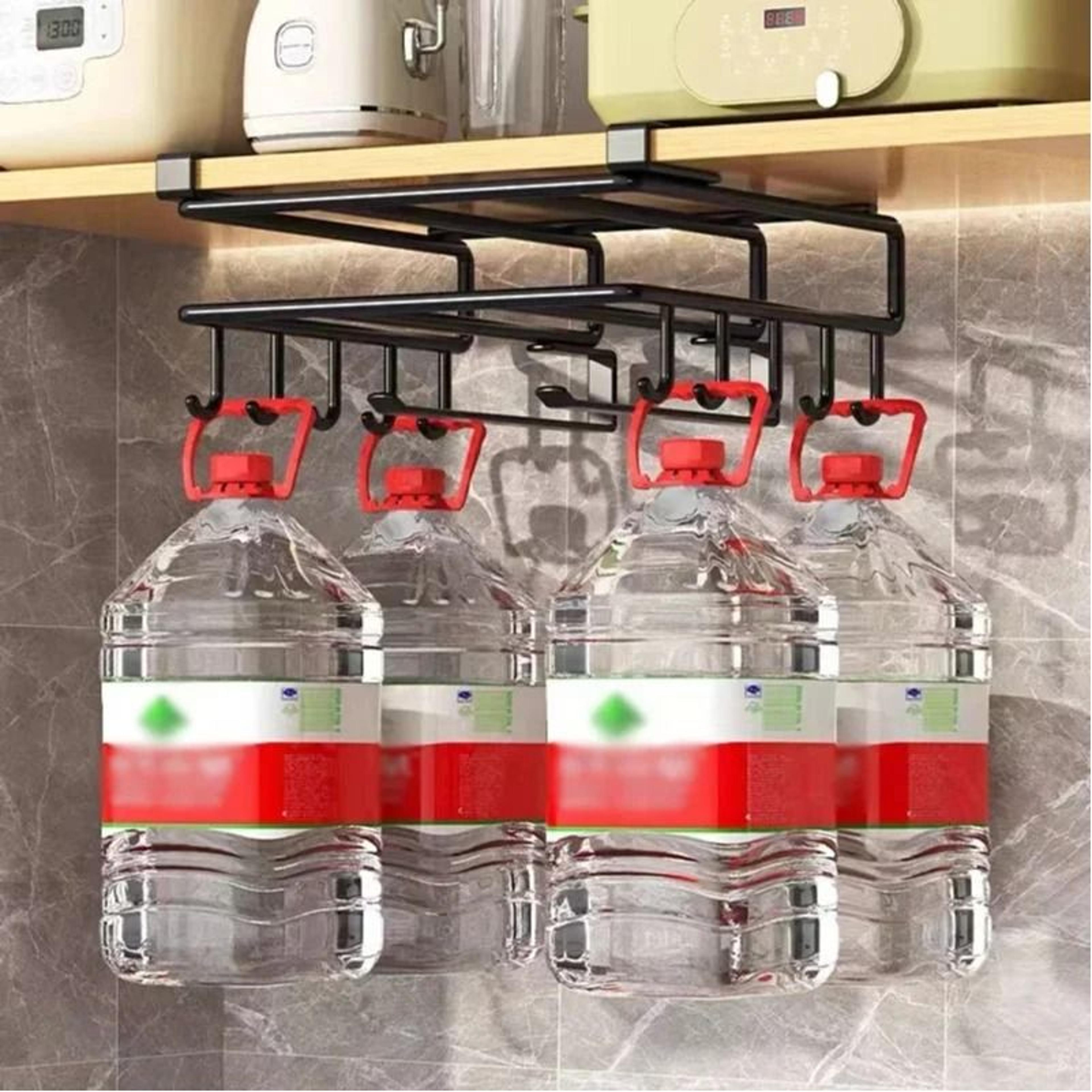 stainless steel kitchen hanging organizer rack with hooks and cutting board holder