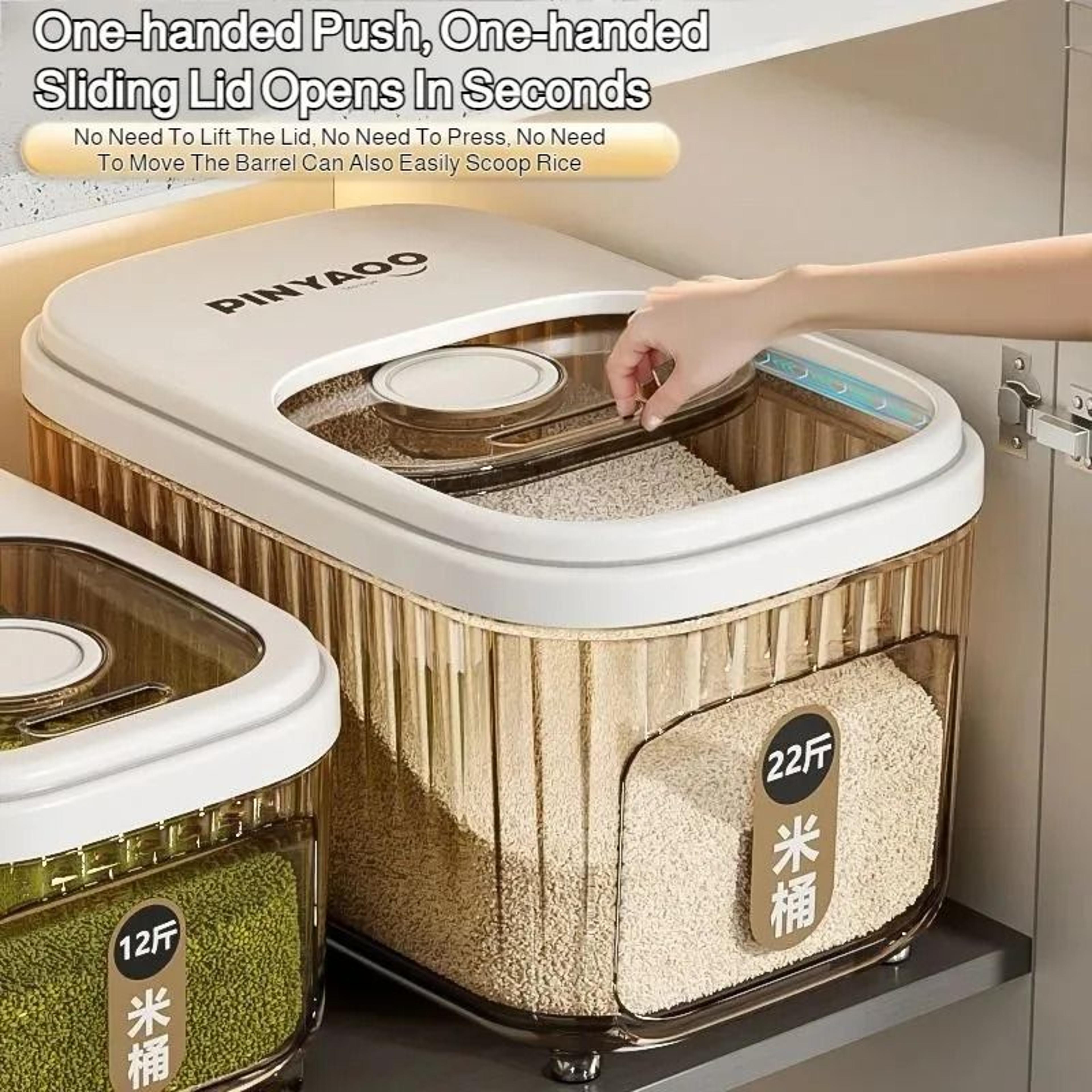 large capacity airtight rice storage container with sliding lid