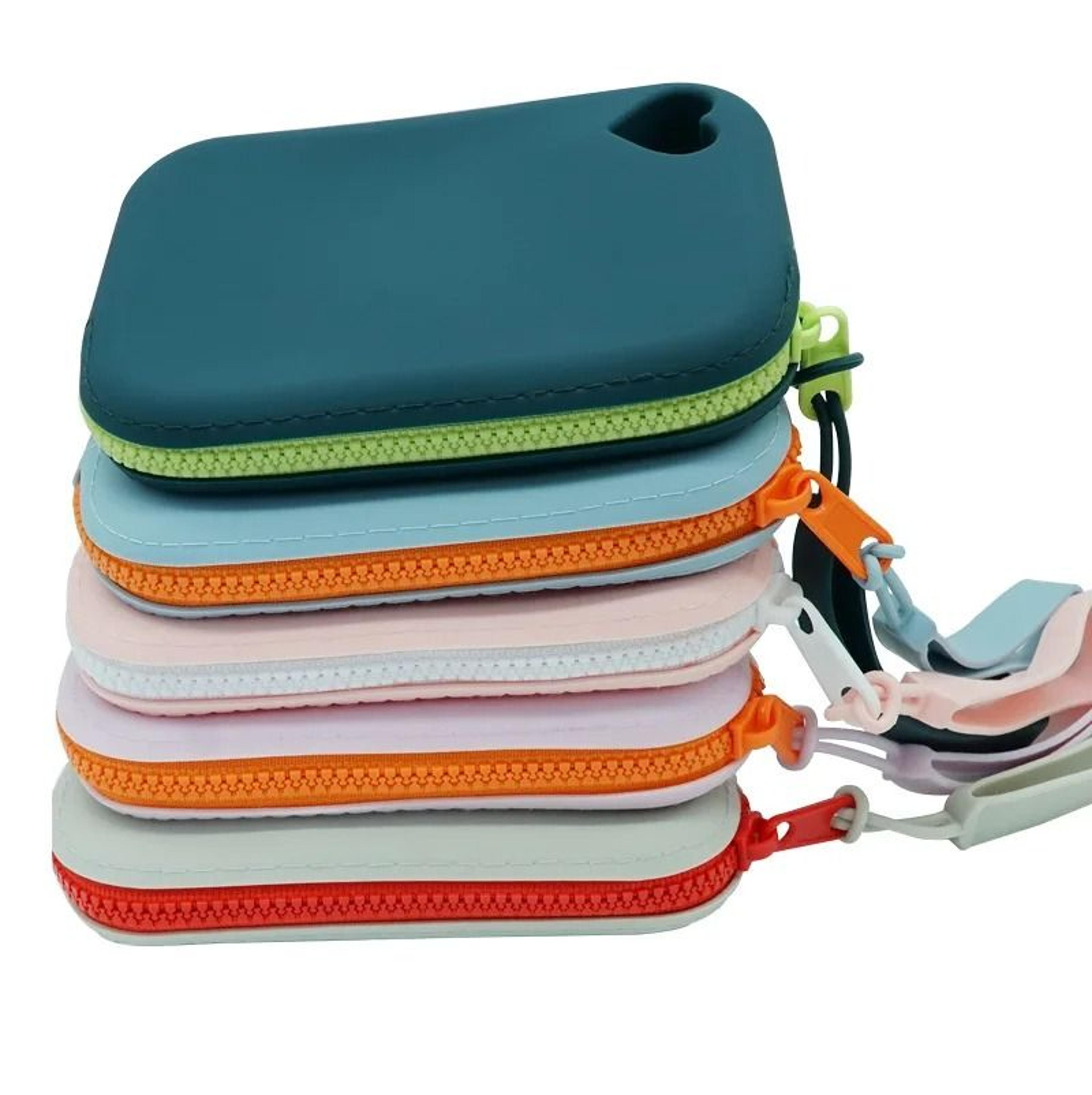 portable silicone zipper clutch pouch with wristlet storage bag