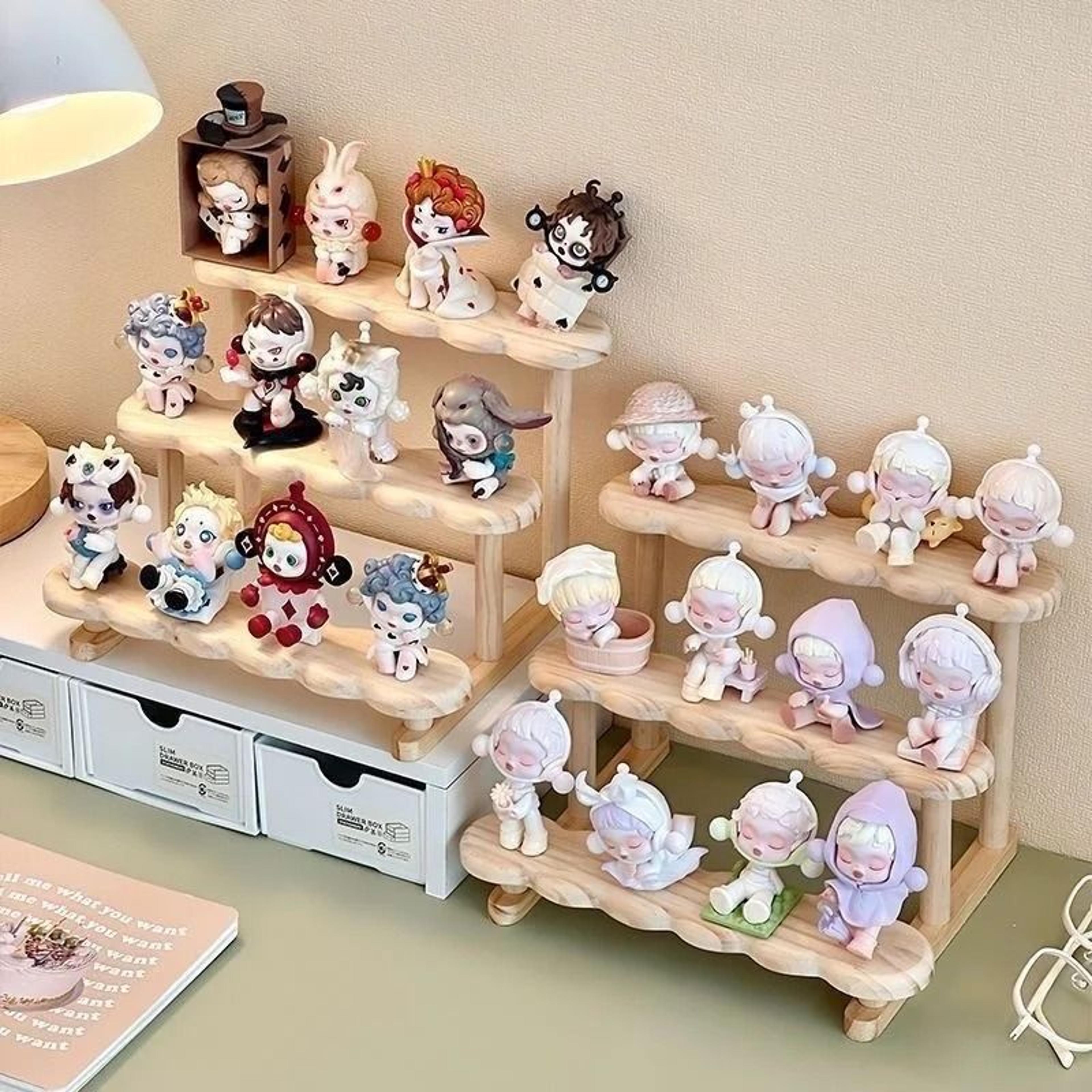 3 tier wooden display riser stand perfume and collectible shelf