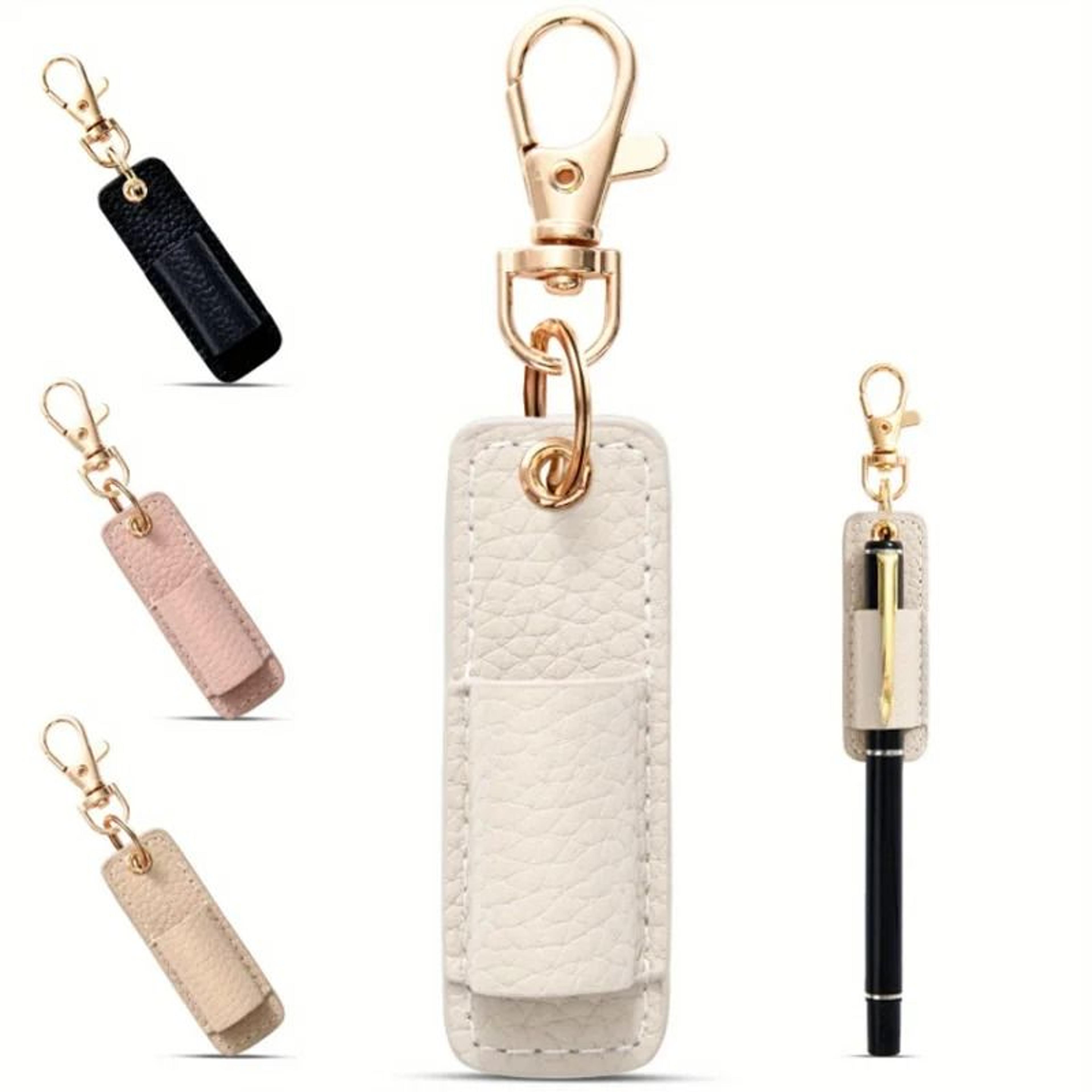 compact nurse pen holder keychain portable leather pen clip holder for lanyard and keys