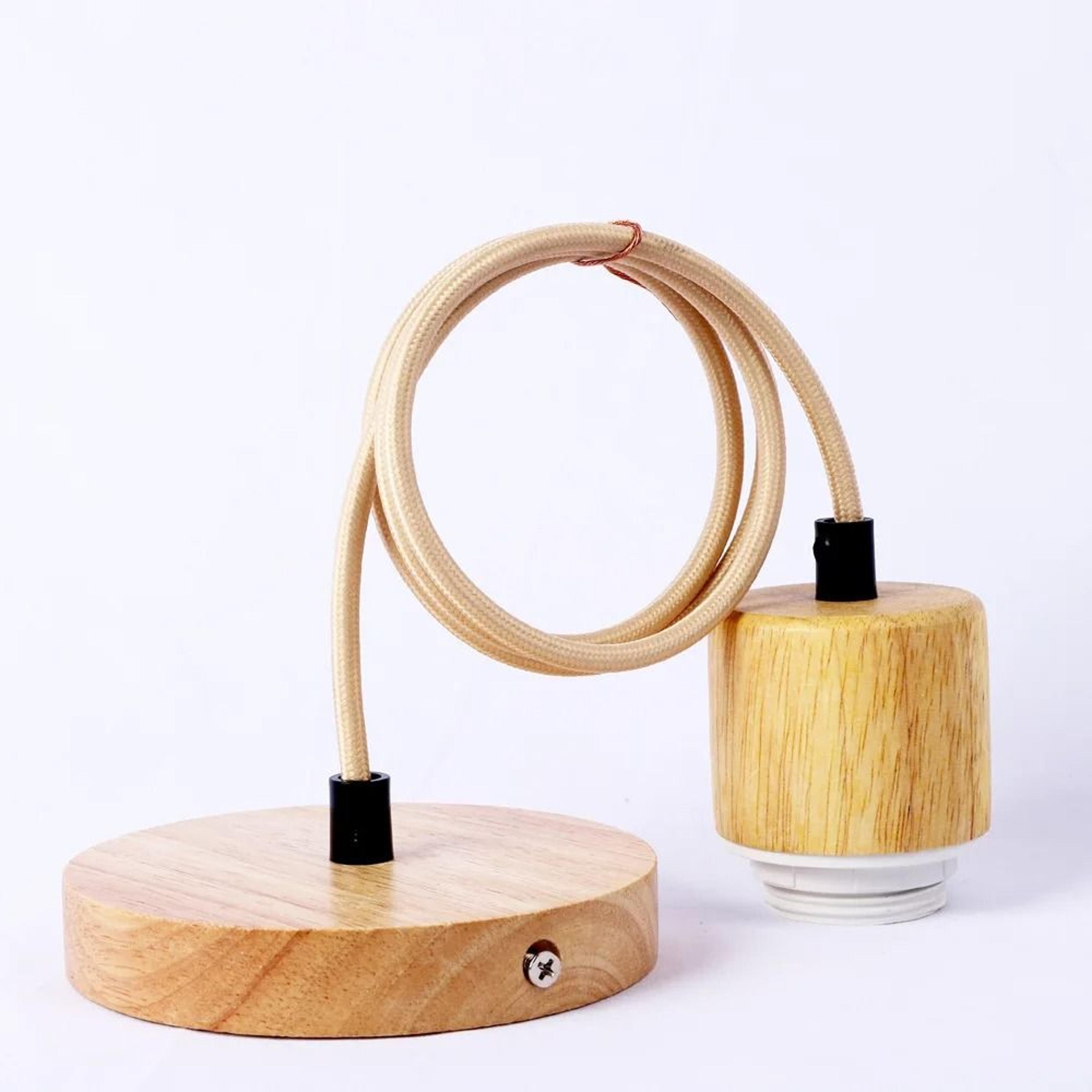 natural wood e27 hanging lamp holder single head wooden ceiling light base
