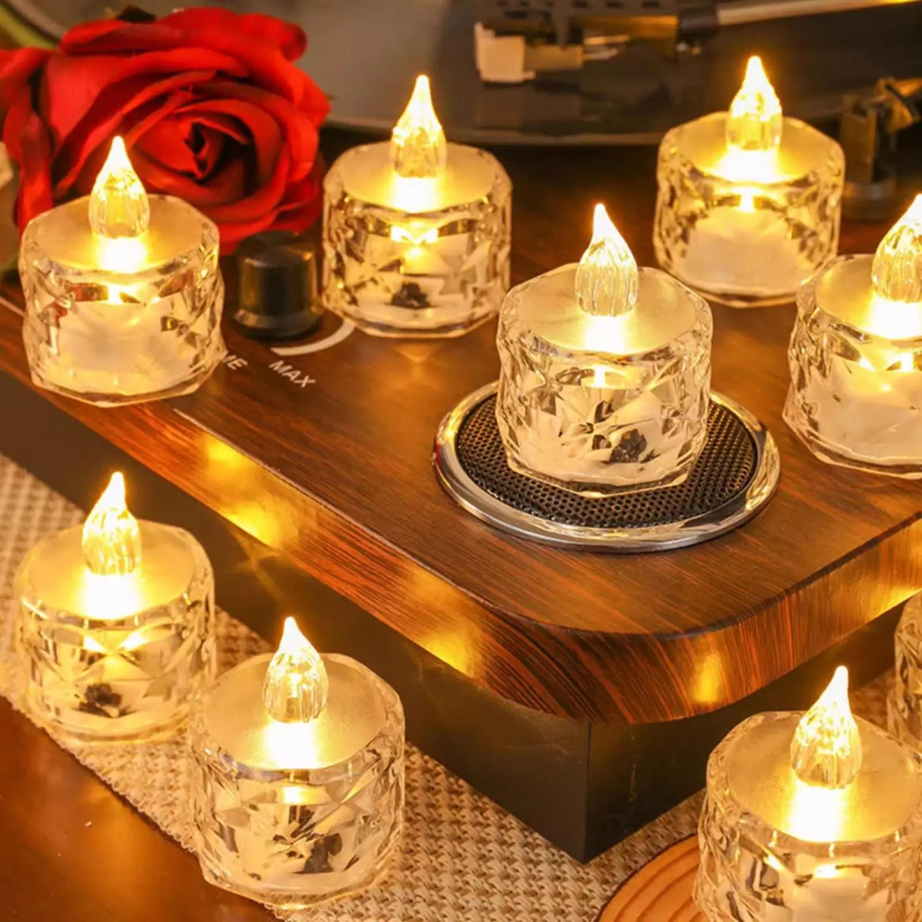 crystal flameless led candle lights decorative transparent party candles