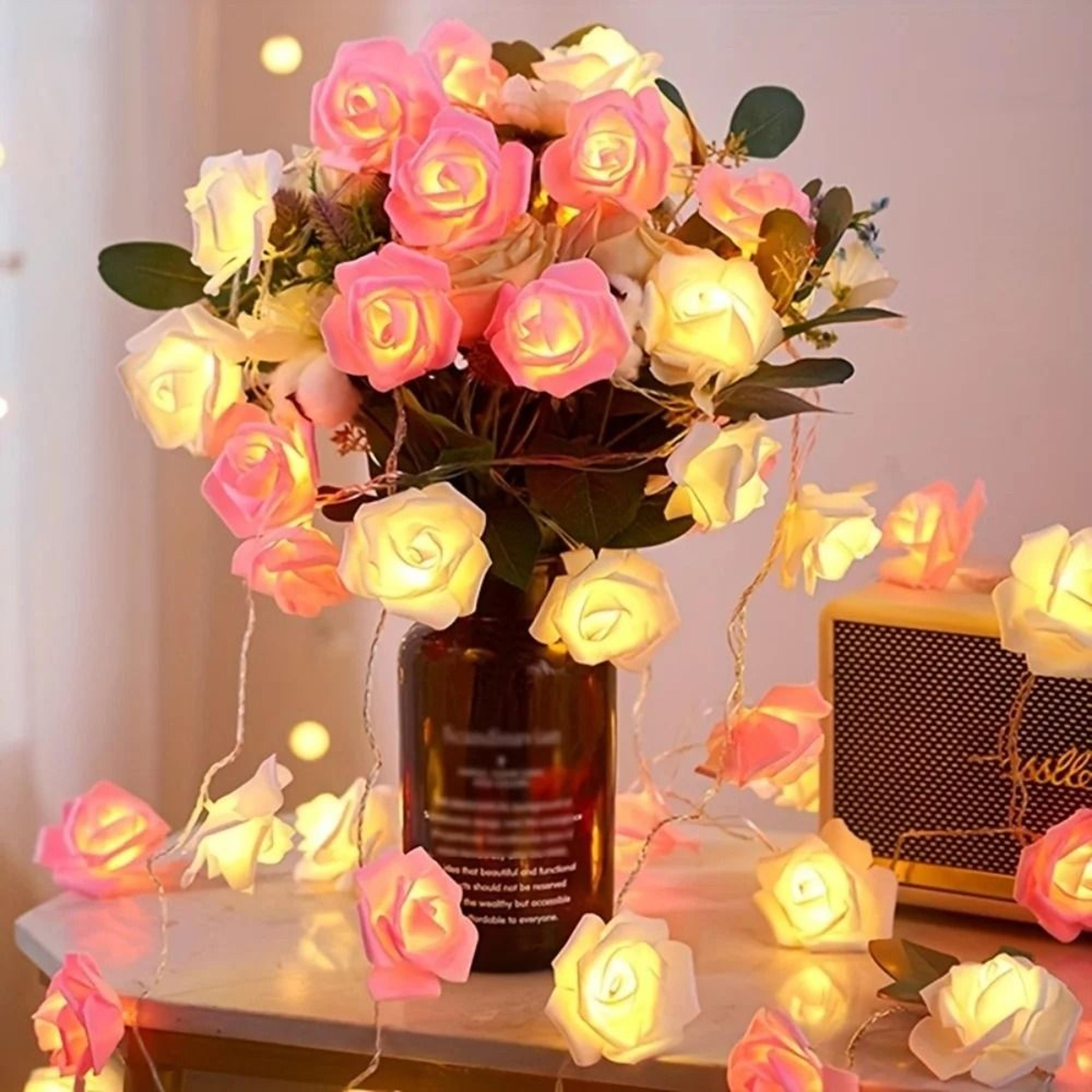romantic rose led fairy string lights – 2m flower decorative lights for bedroom & garden