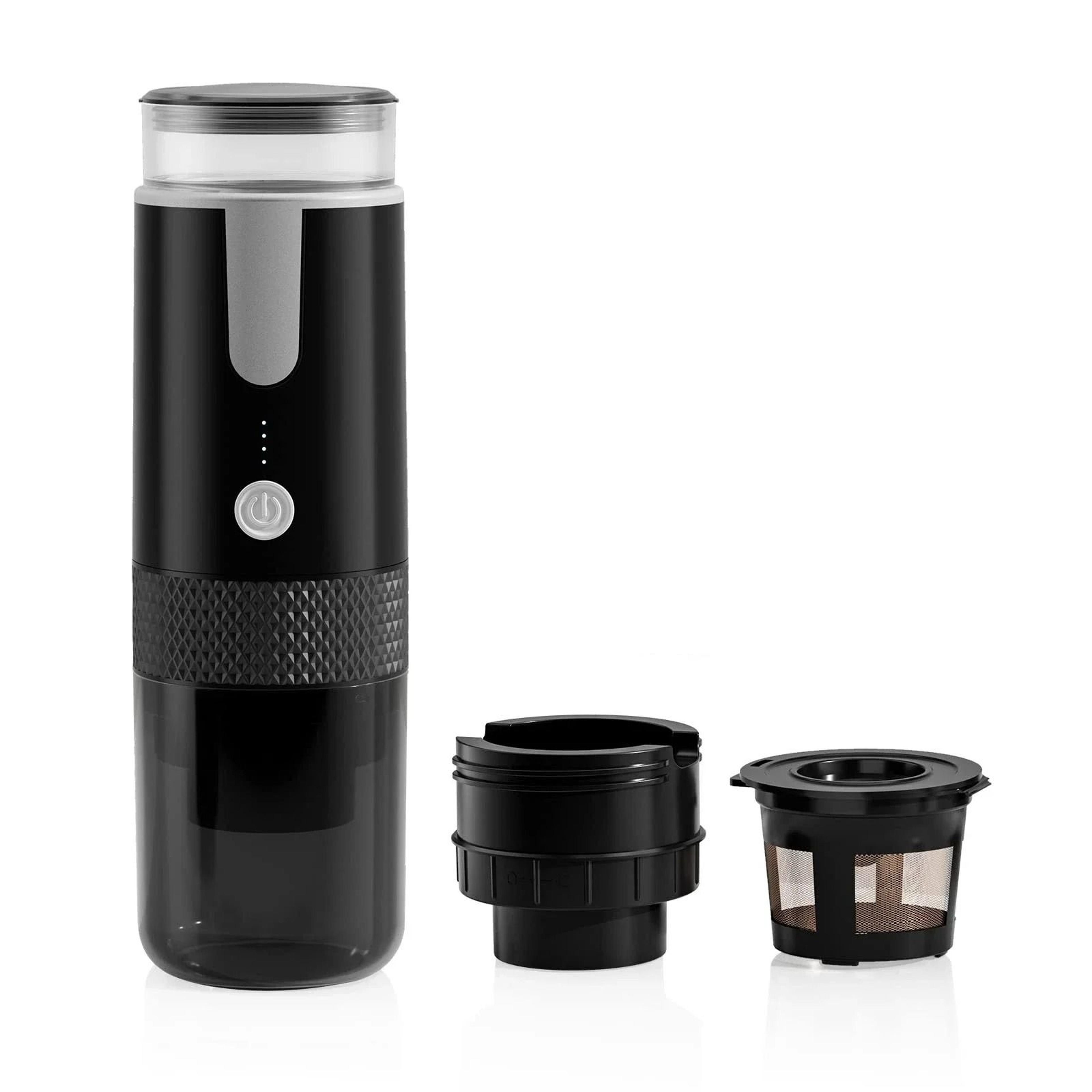 portable electric coffee maker capsule and ground coffee brewer