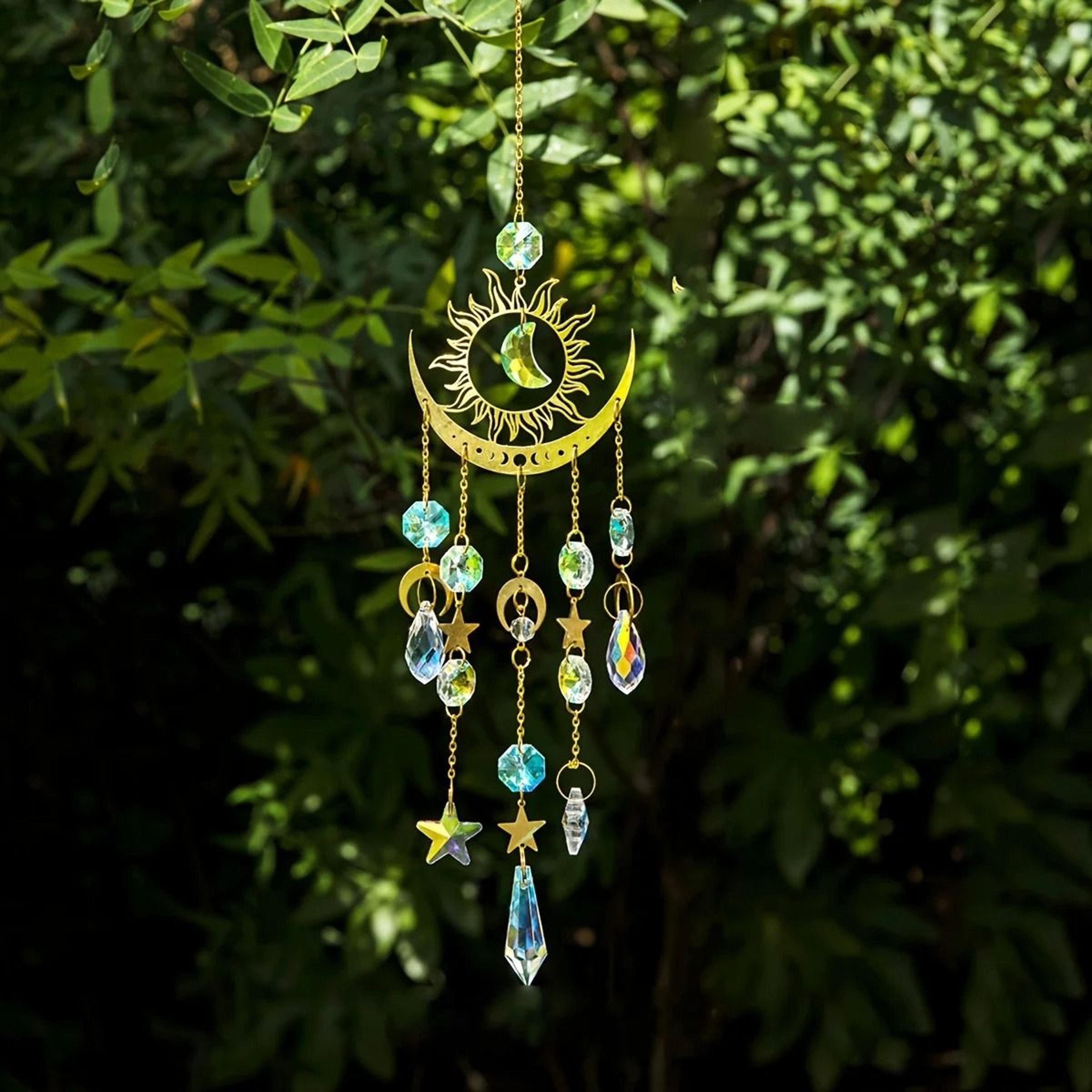 star moon wind chime sun catcher hanging garden decoration