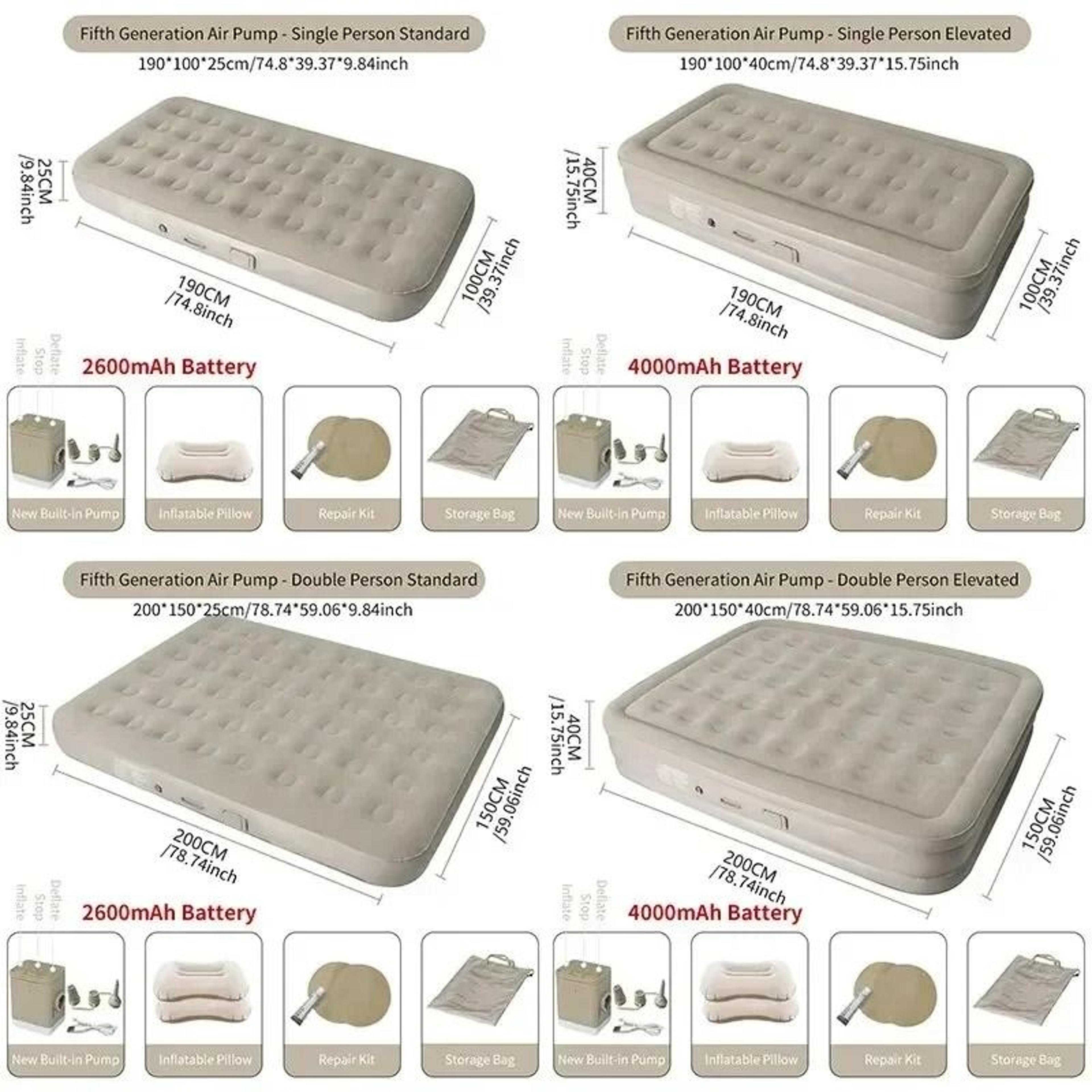 self inflating camping air mattress portable double inflatable sleeping pad with built in pump