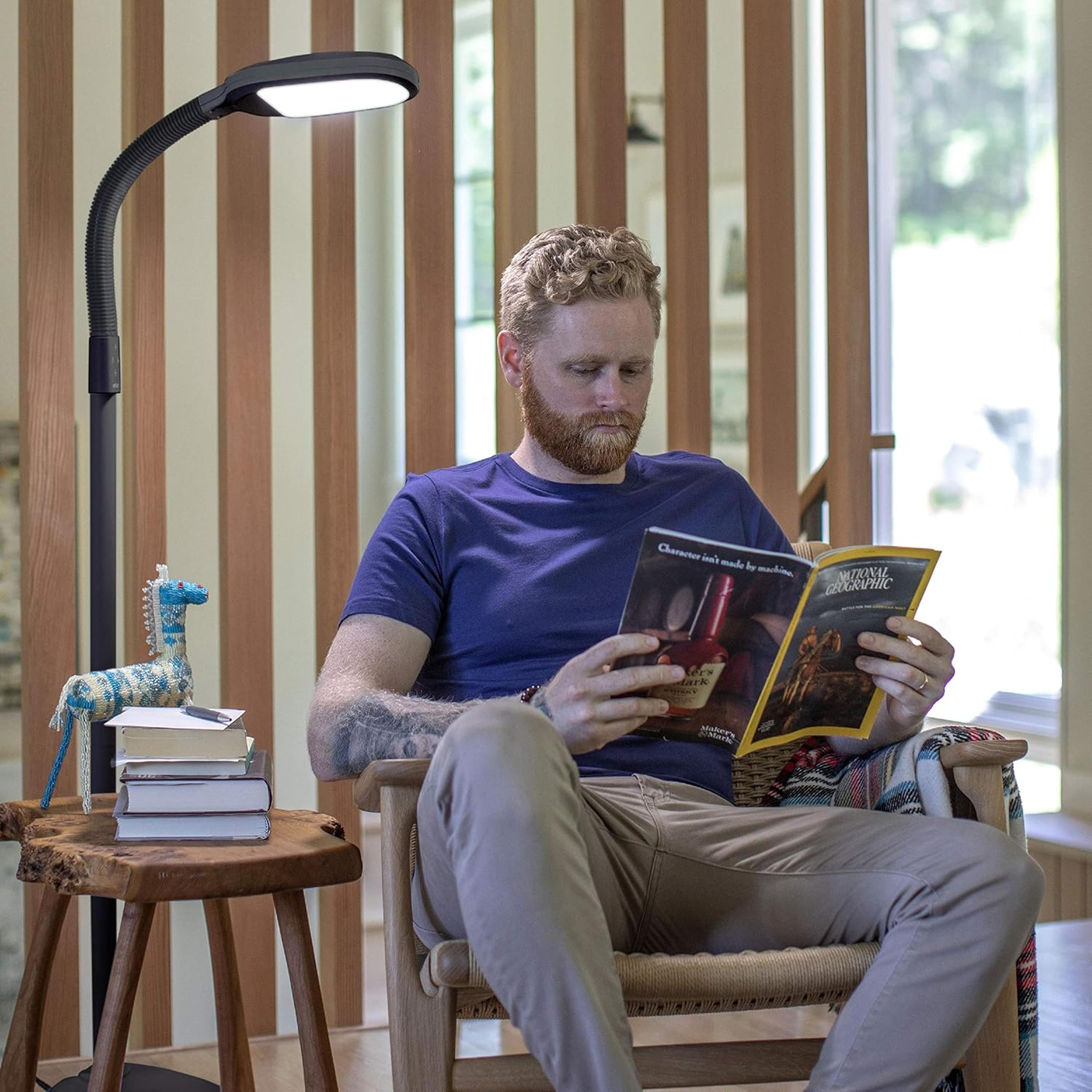 natural full spectrum led floor lamp, ideal for sunlight therapy & reading light