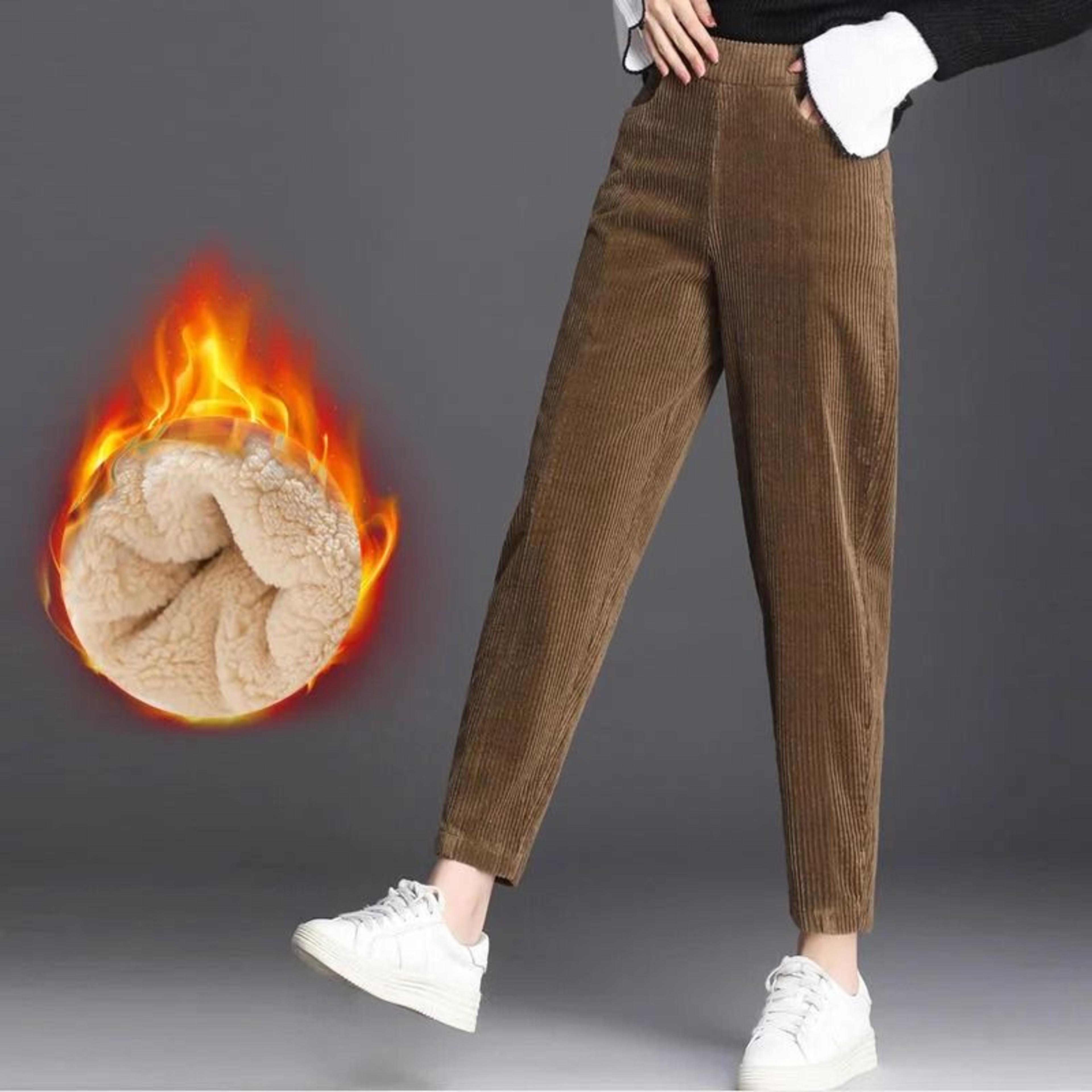 womens corduroy harem pants warm high waist winter trousers plush lined casual autumn winter pants
