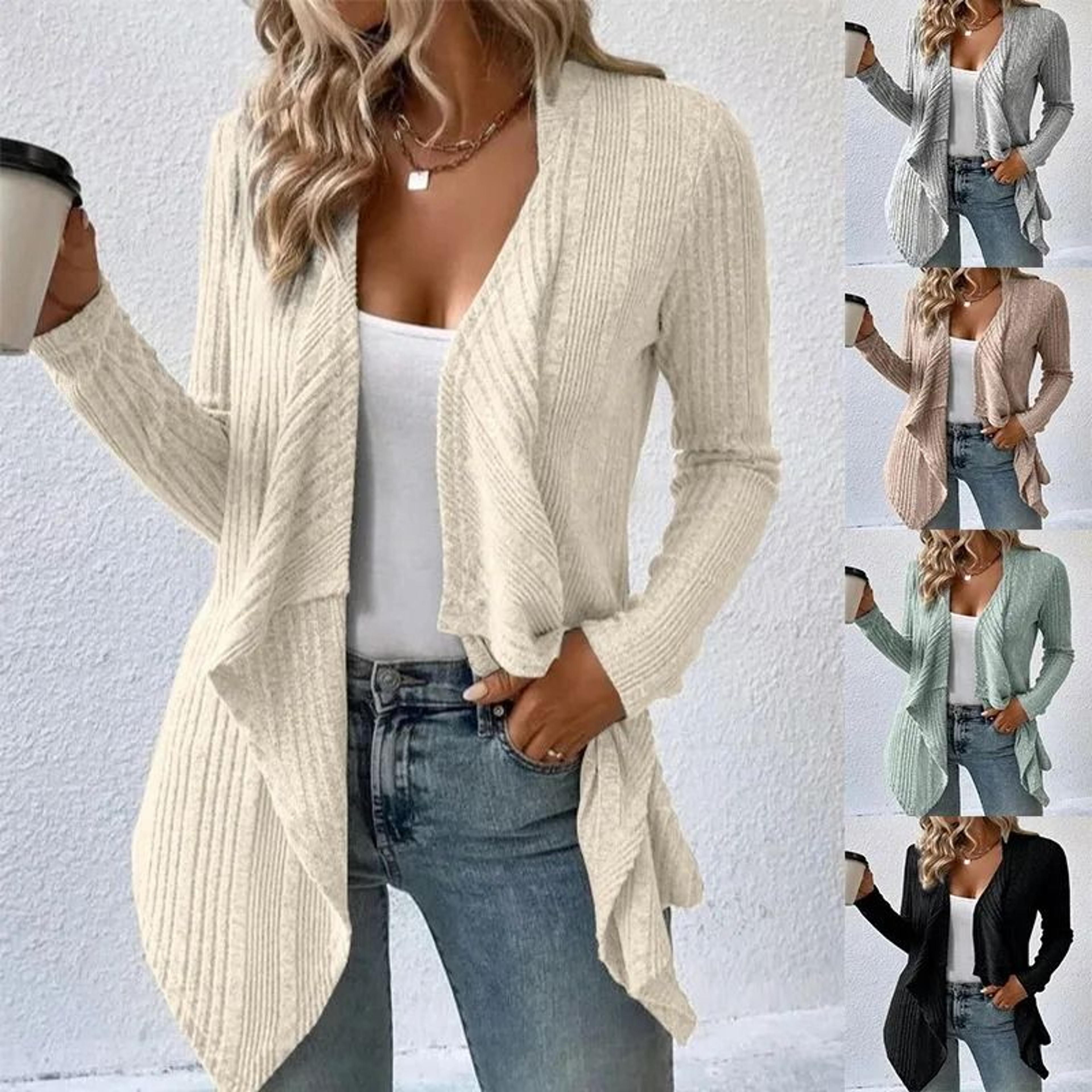 casual womens knit cardigan sweater loose long sleeve winter cardigan jacket
