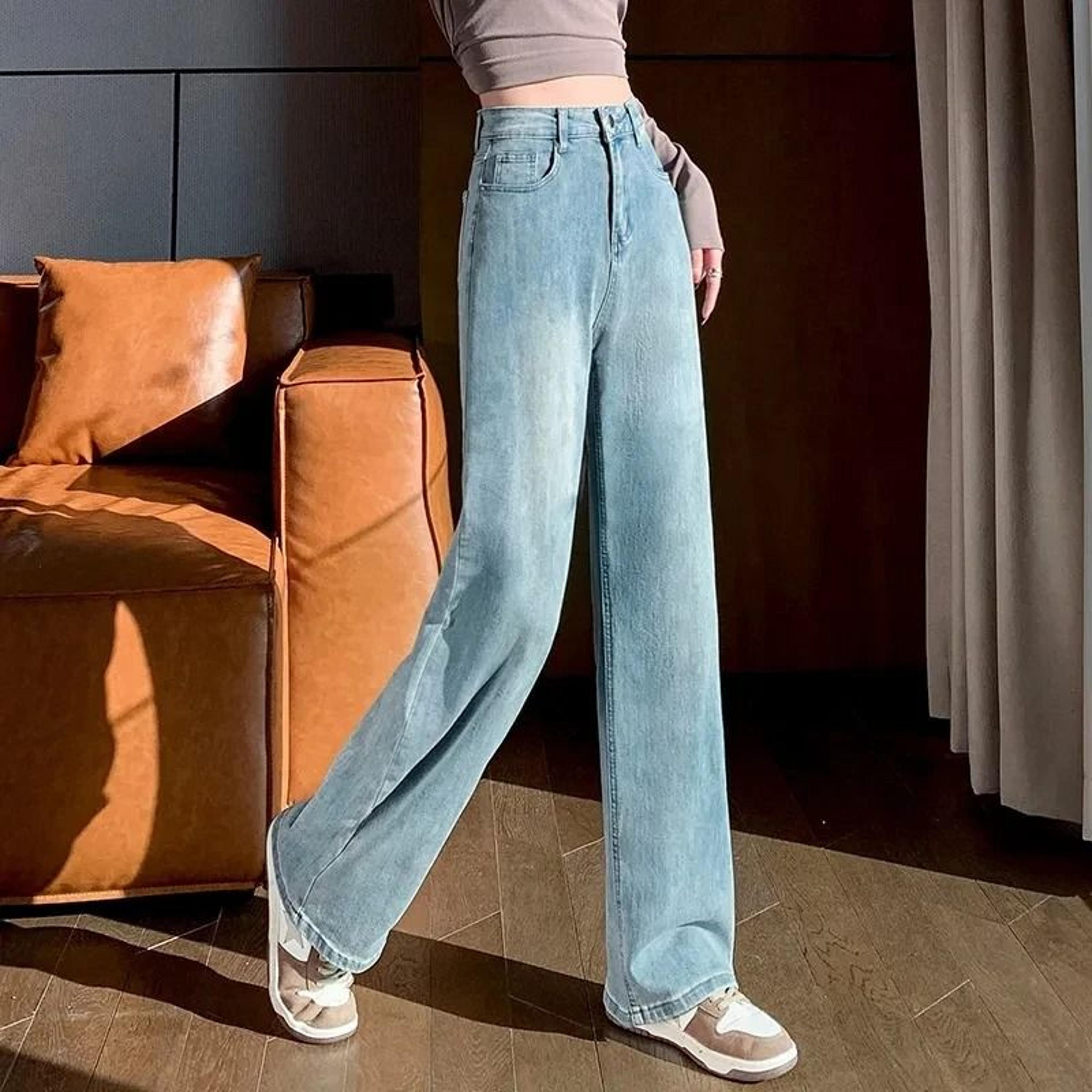 womens high waist wide leg jeans relaxed fit straight denim pants