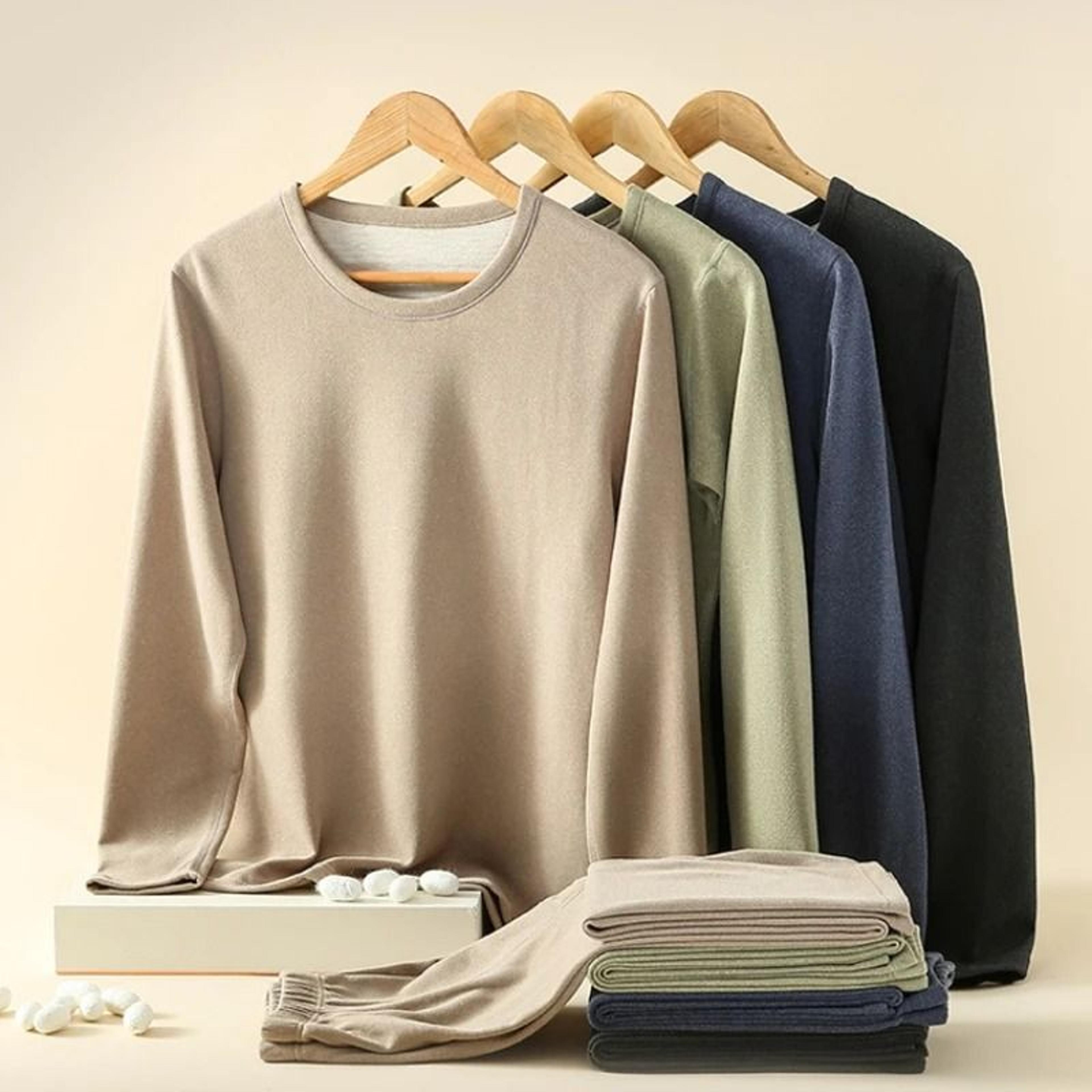 mens fleece lined thermal underwear set warm winter base layer