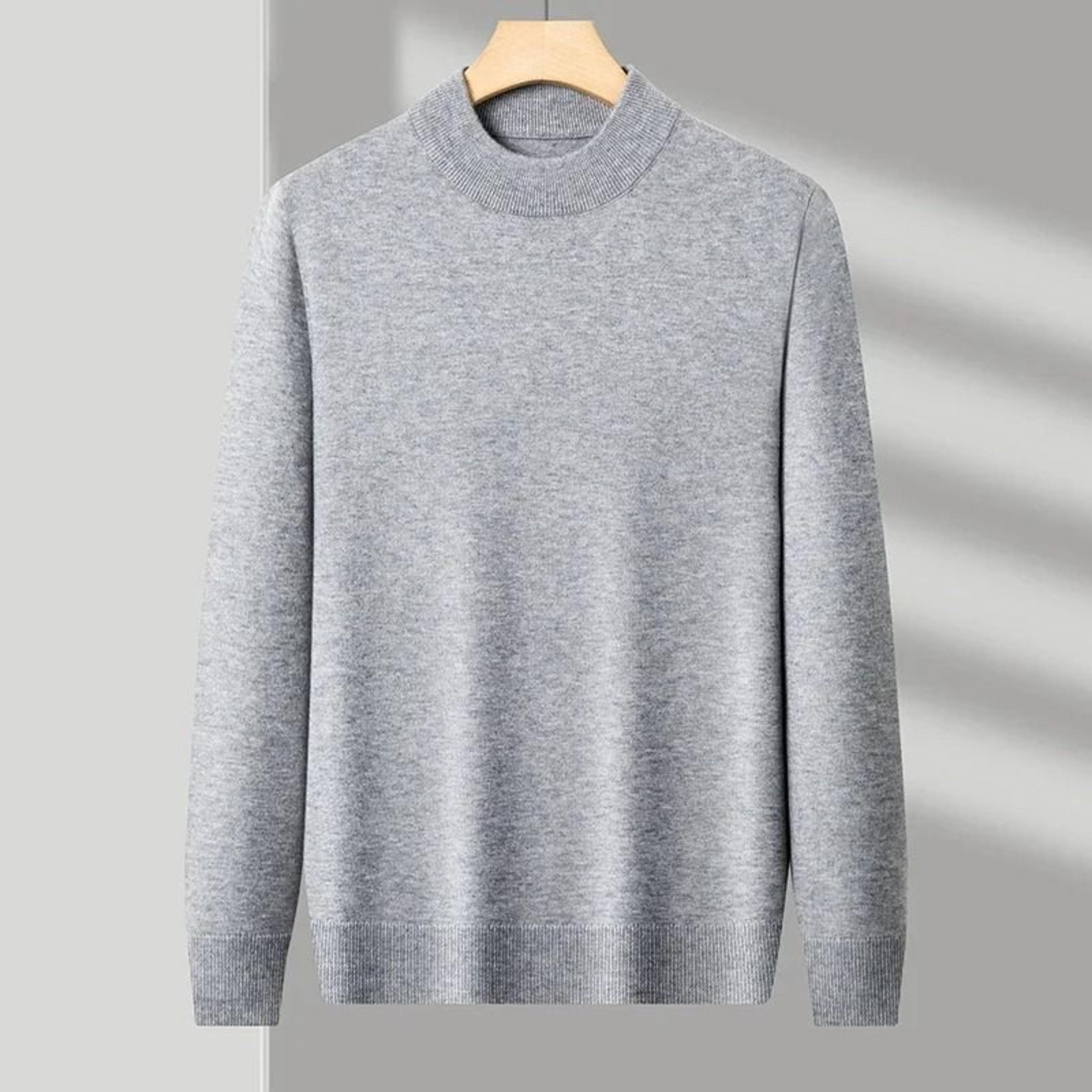 mens mock neck knit sweater casual half turtleneck pullover