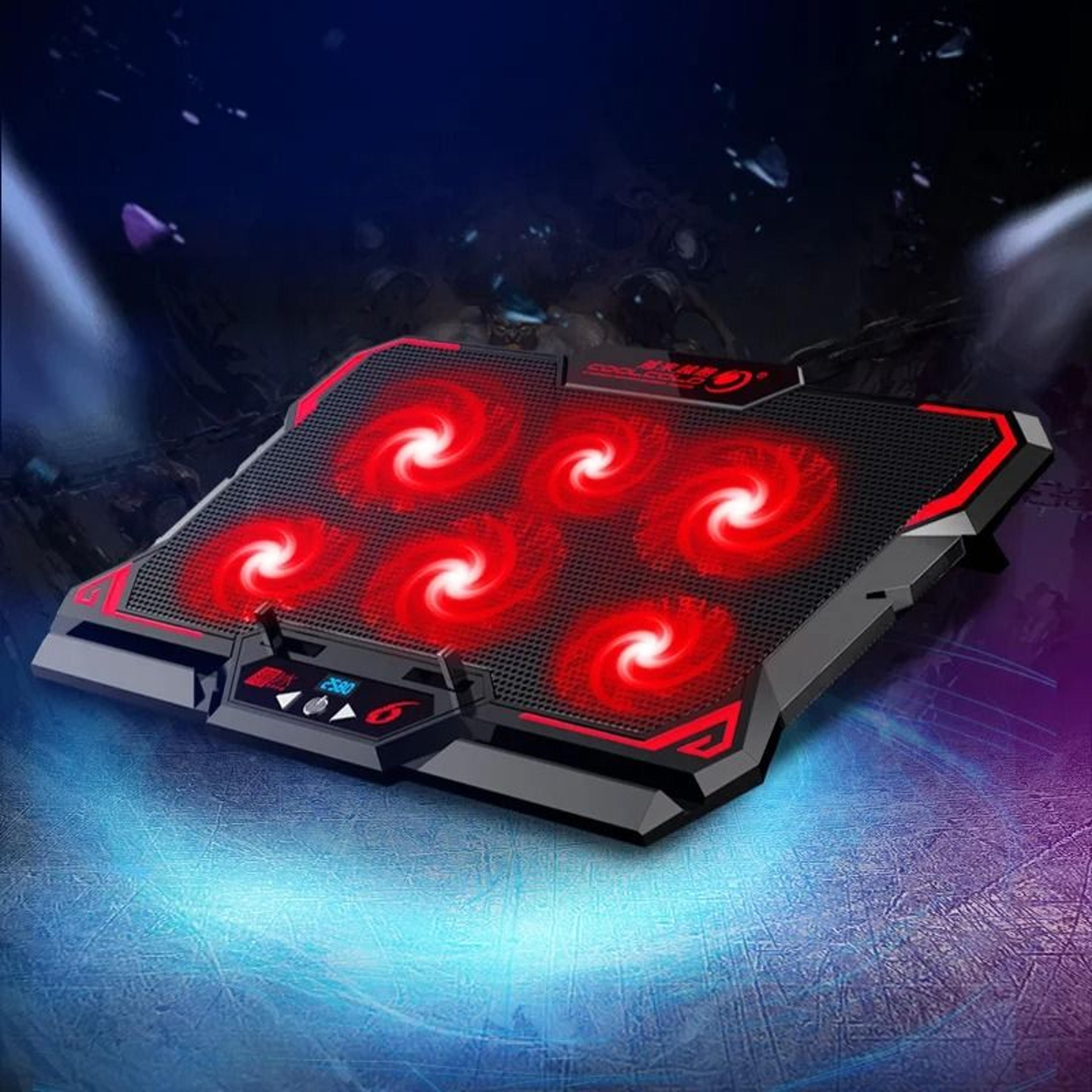 coolcold gaming laptop cooling pad six fan laptop cooler stand with led display