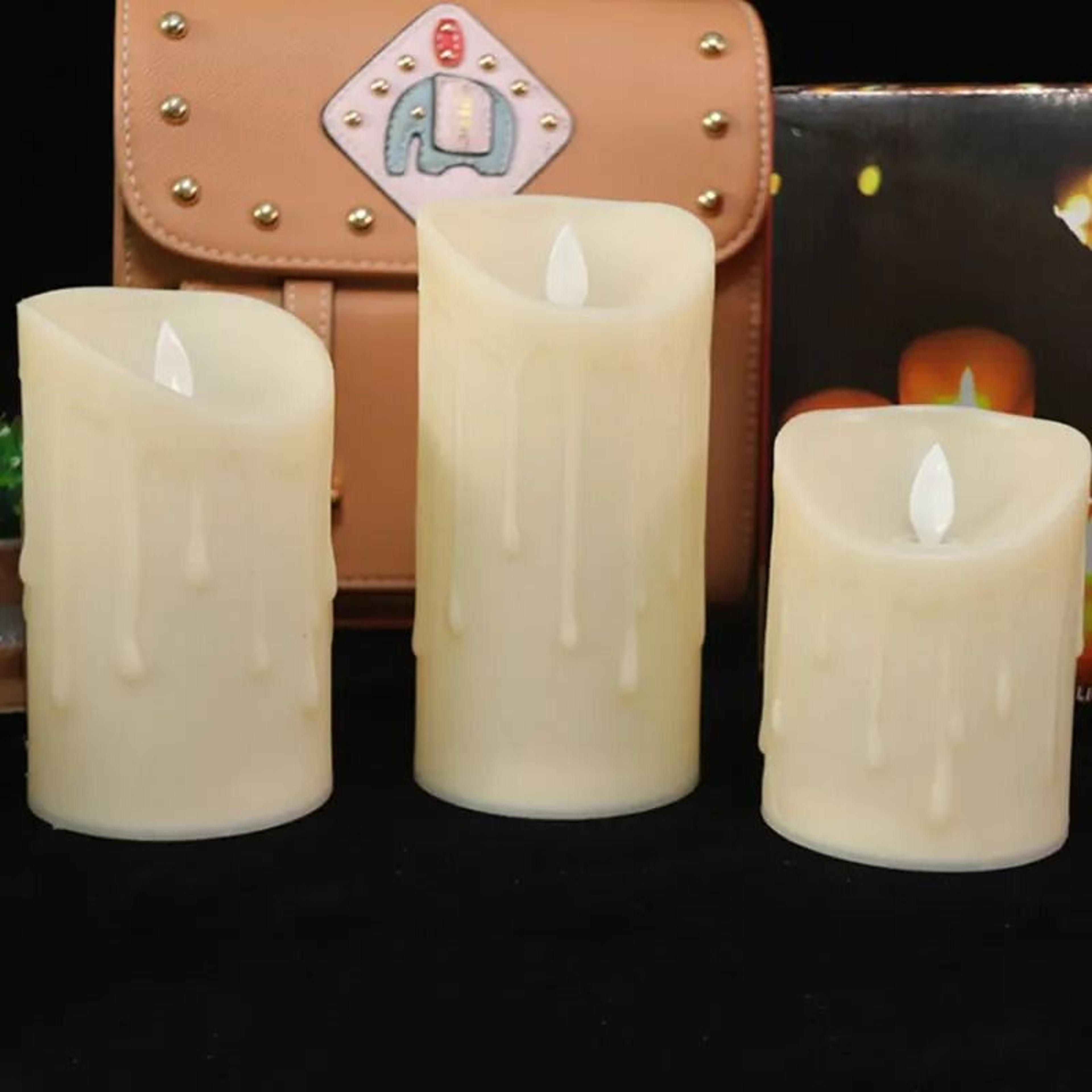 set of 3 led flameless candles with remote realistic moving wick pillar candles