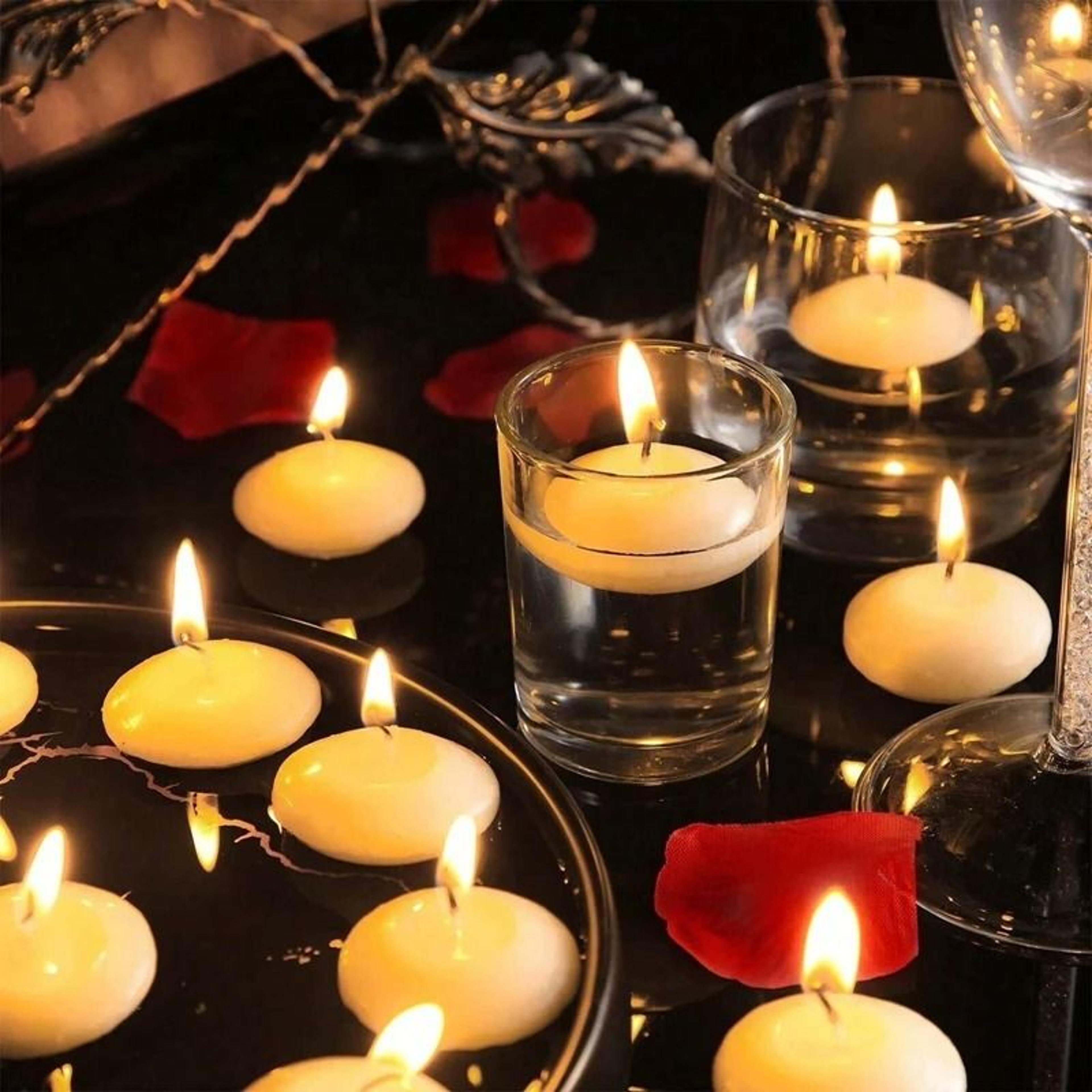 romantic floating disc candles unscented mini candle set for wedding bath and party decor