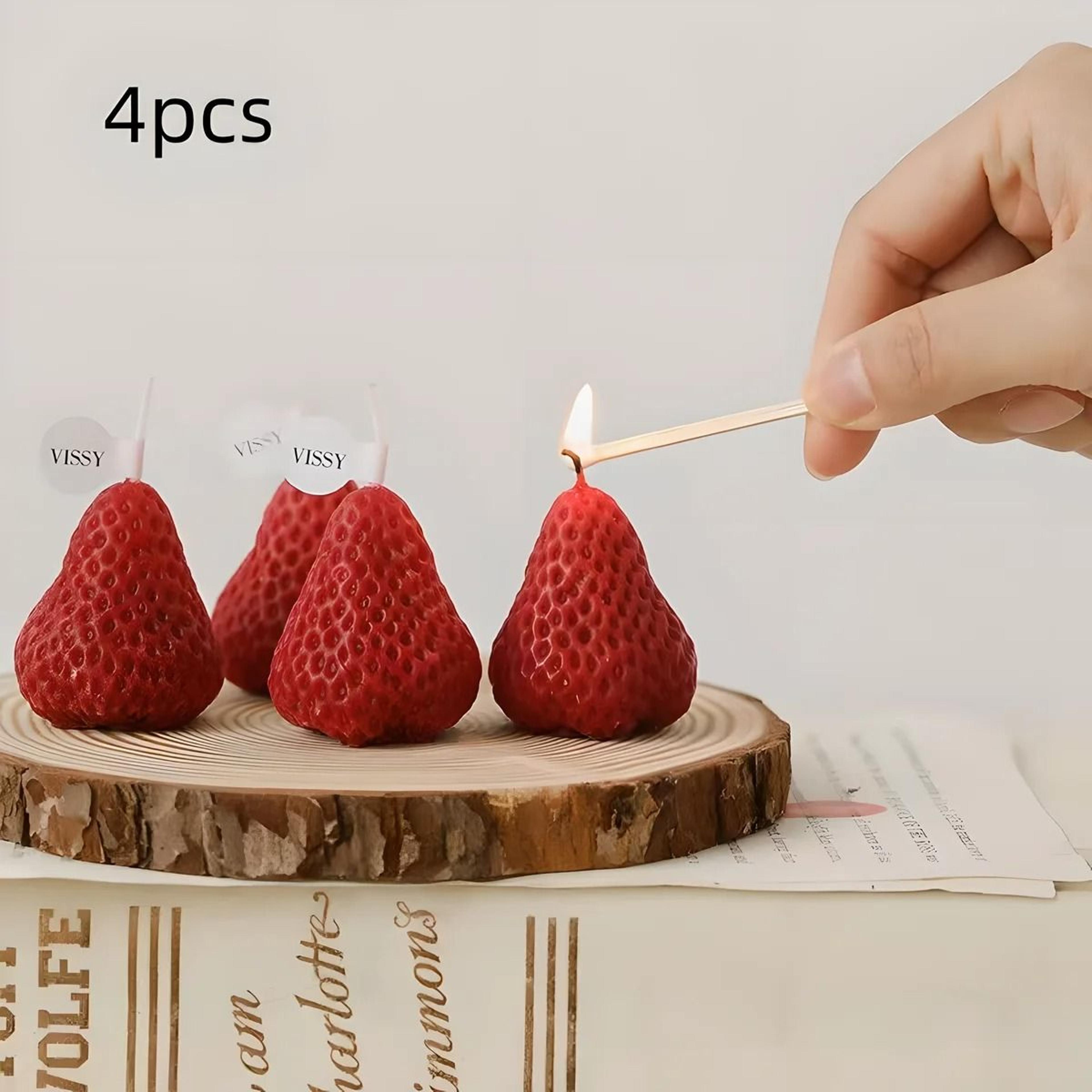 strawberry mini scented candles realistic fruit aromatherapy candle set