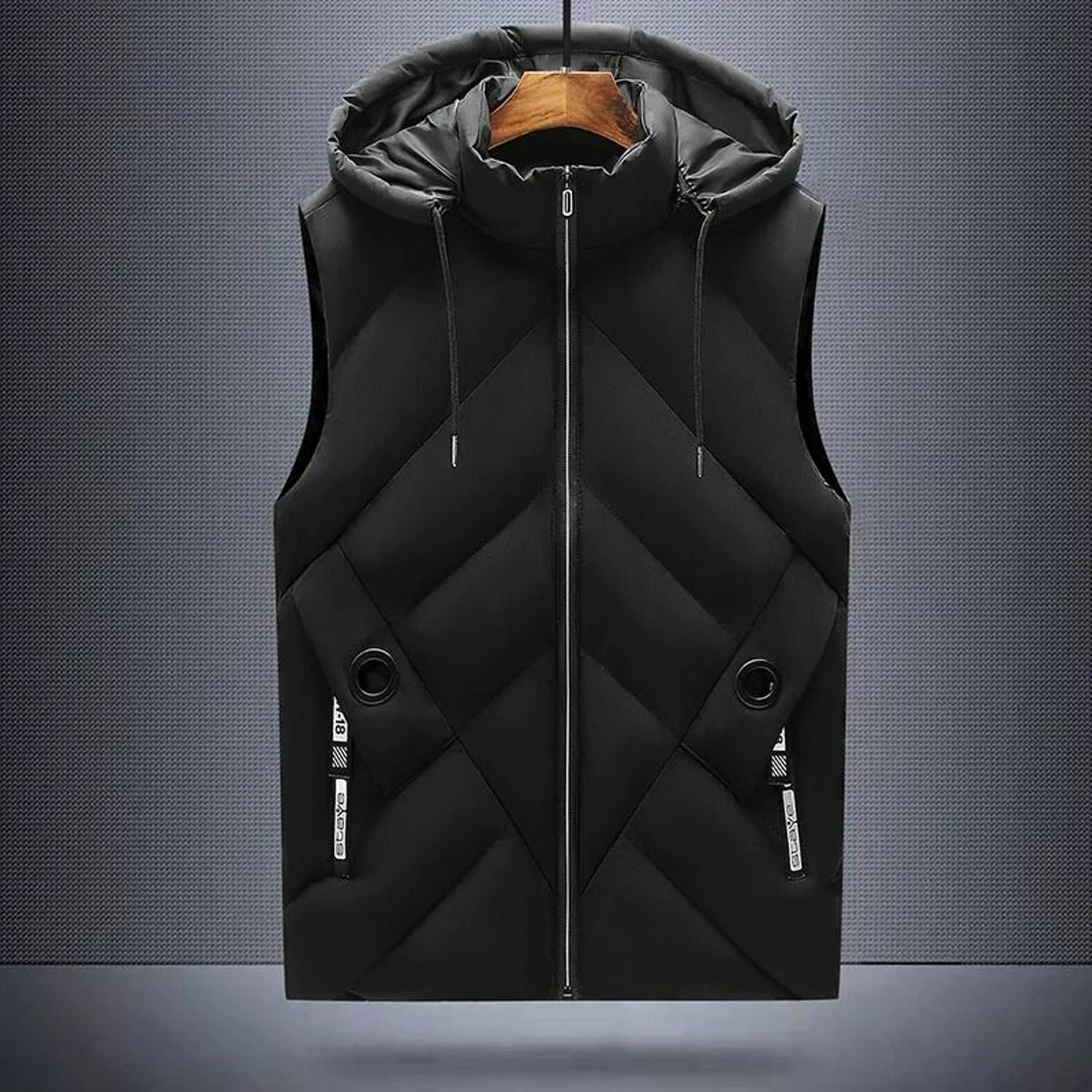 mens waterproof hooded puffer vest detachable hood winter sleeveless jacket