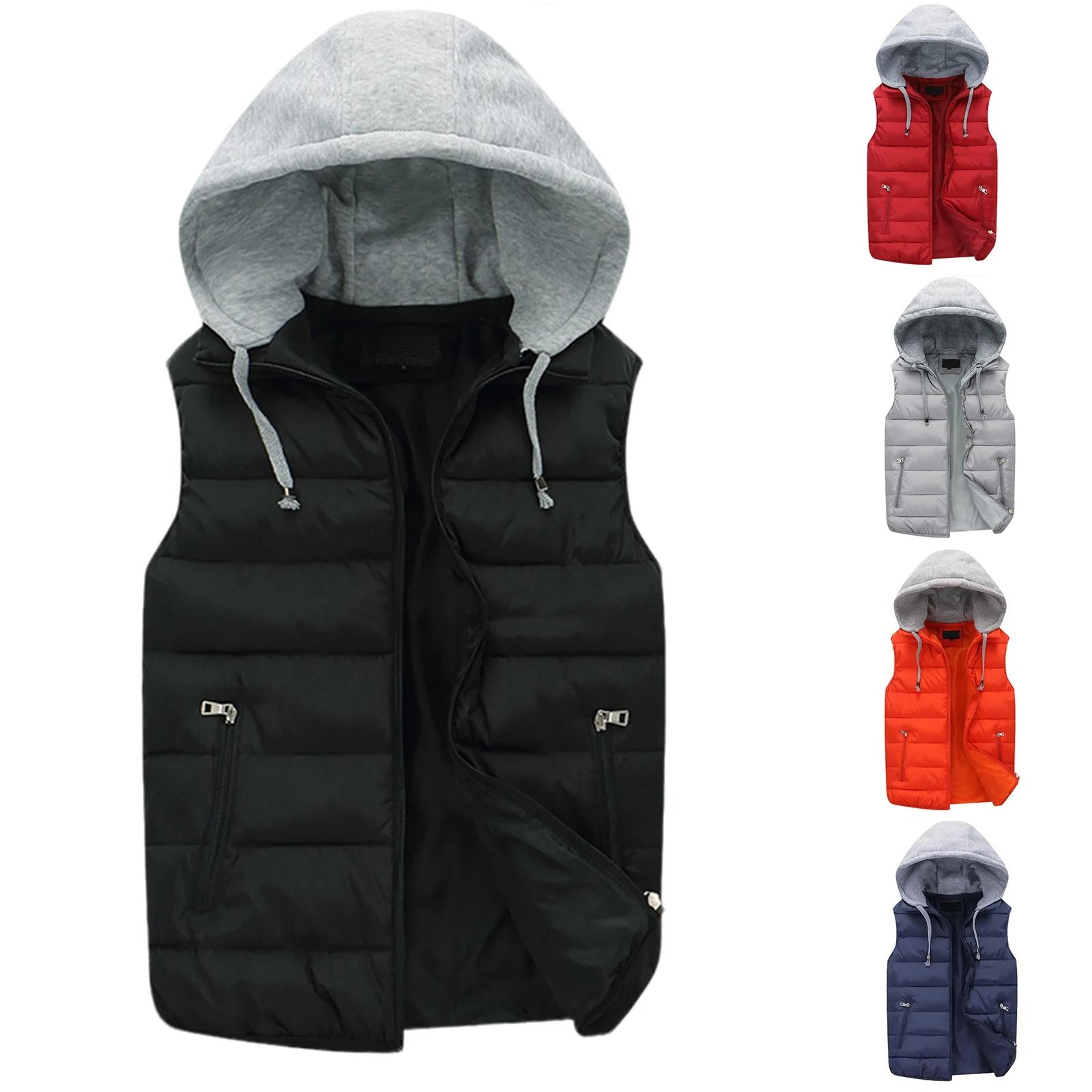 mens hooded winter vest lightweight thermal sleeveless jacket