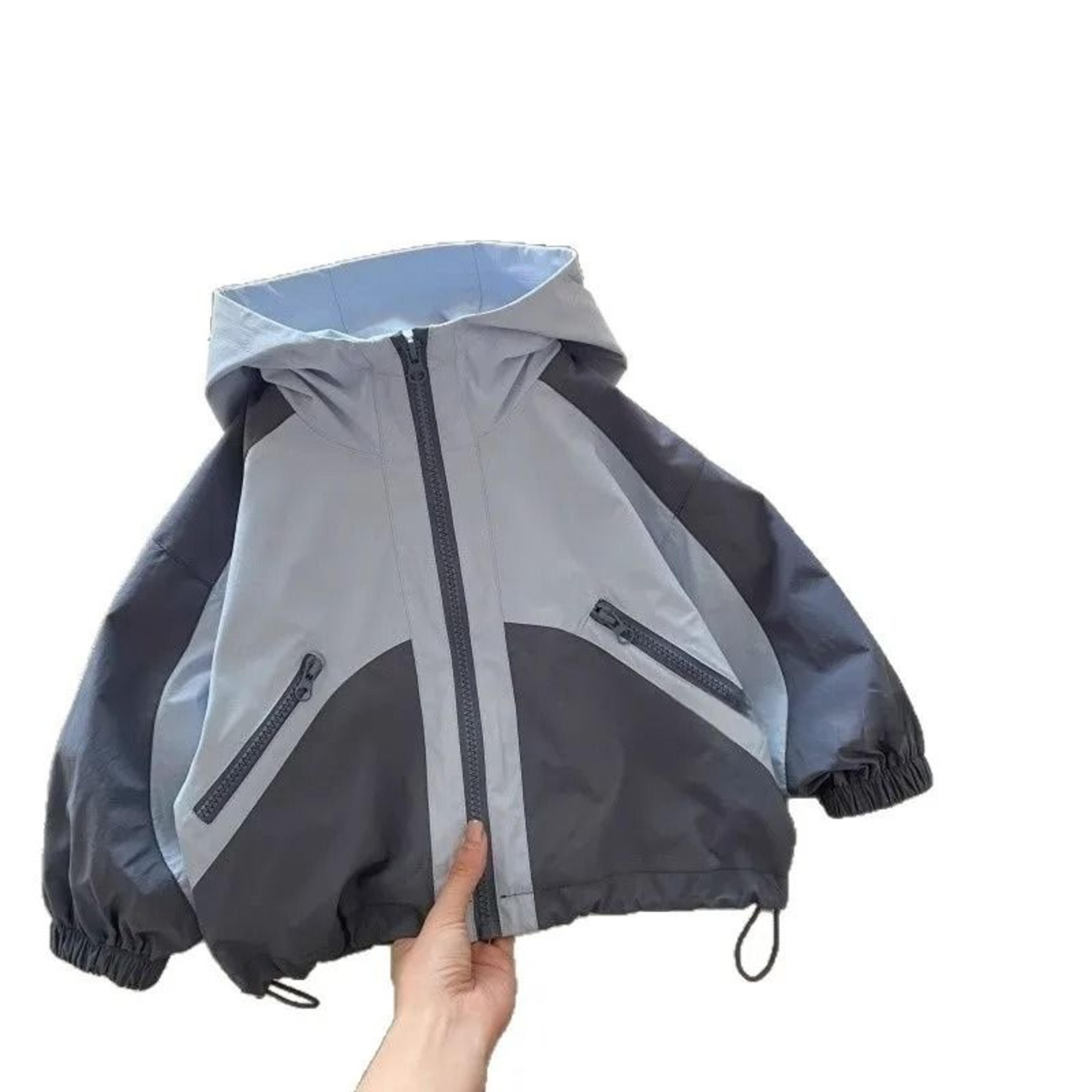 kids boys zipper windbreaker jacket cotton casual autumn trench coat