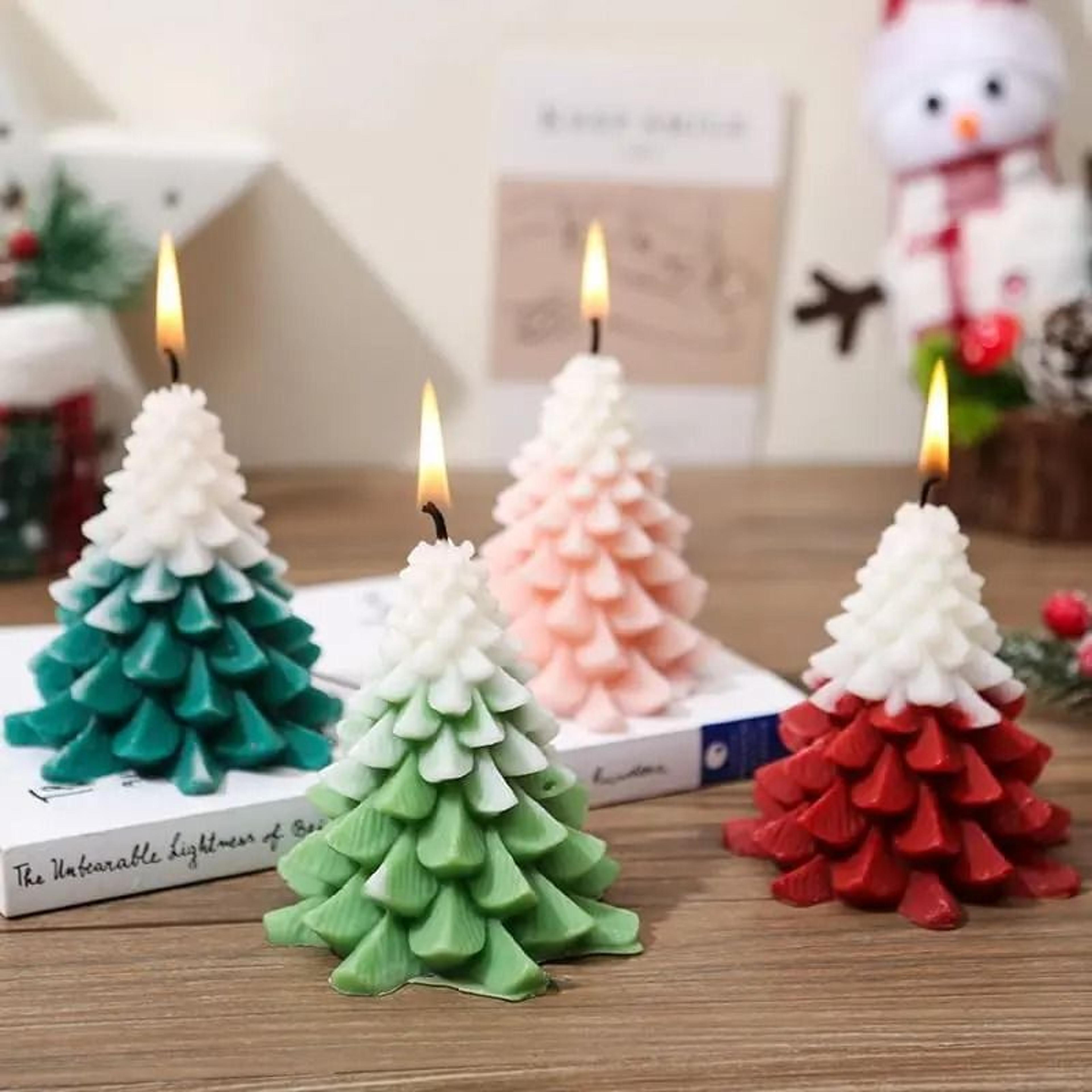 festive christmas tree shaped candle holiday scented decorative candle