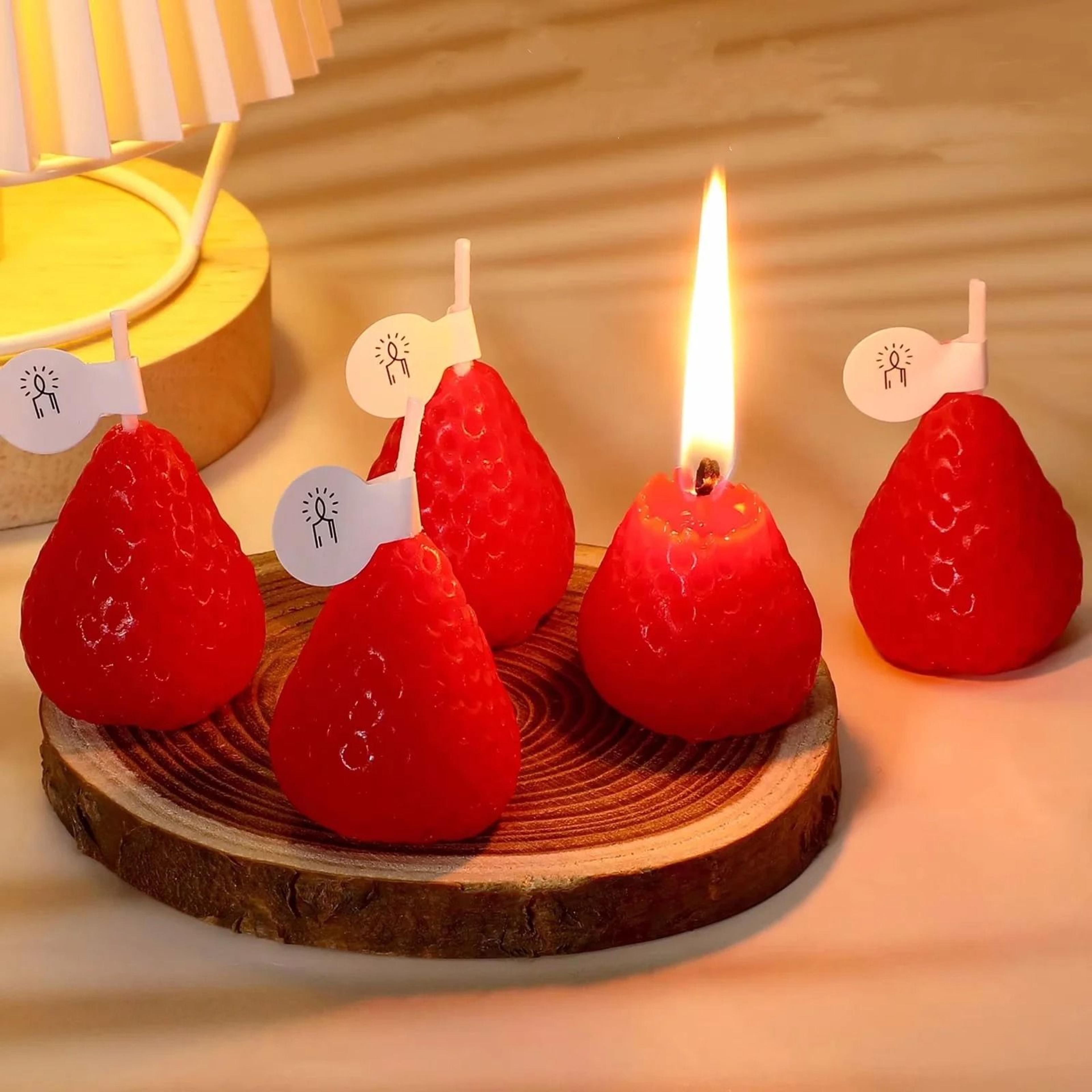 cute strawberry scented candle set handmade soy wax fruit candles pack of 15