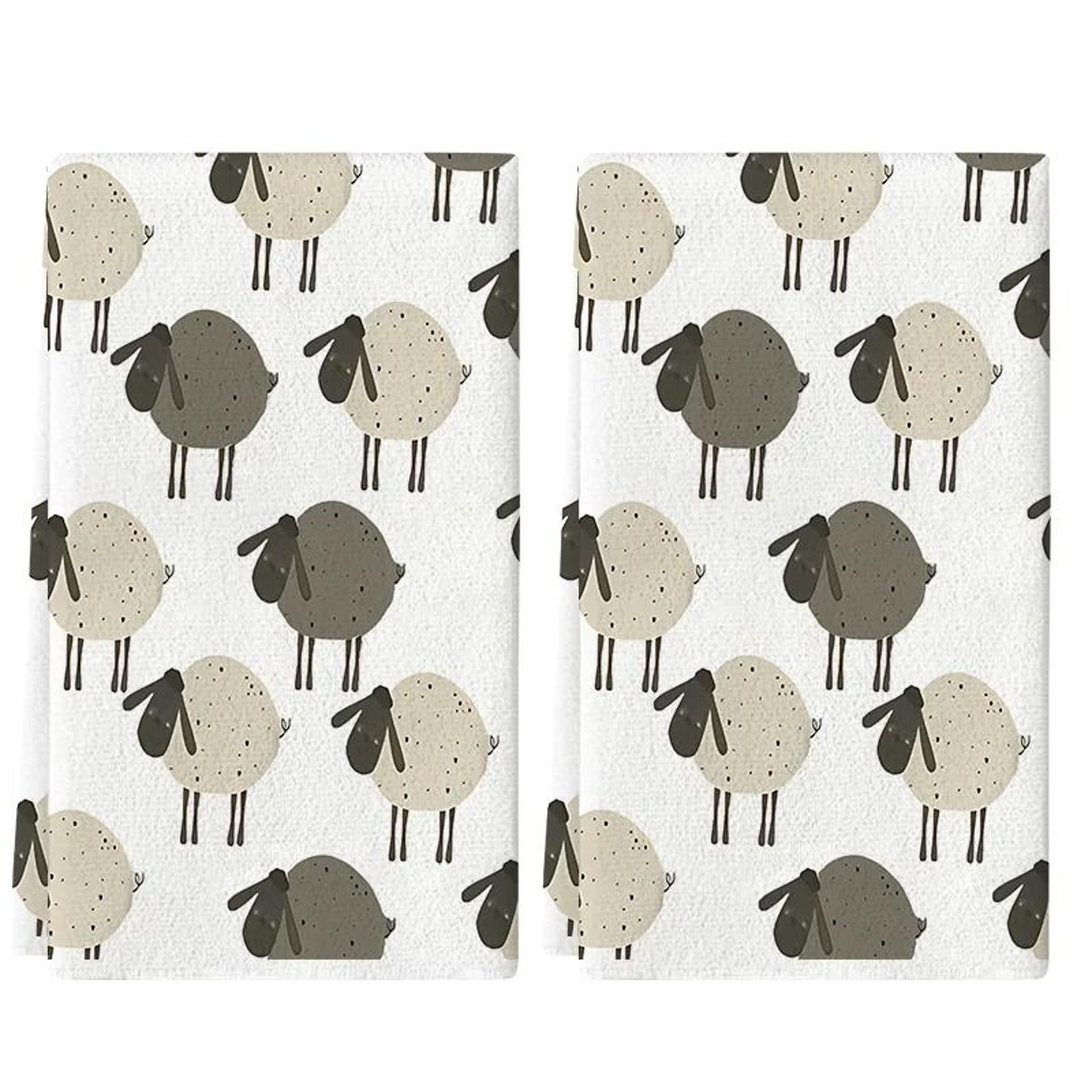 cute lamb kitchen towels set super absorbent tea towels soft decorative dishcloths 2 pack