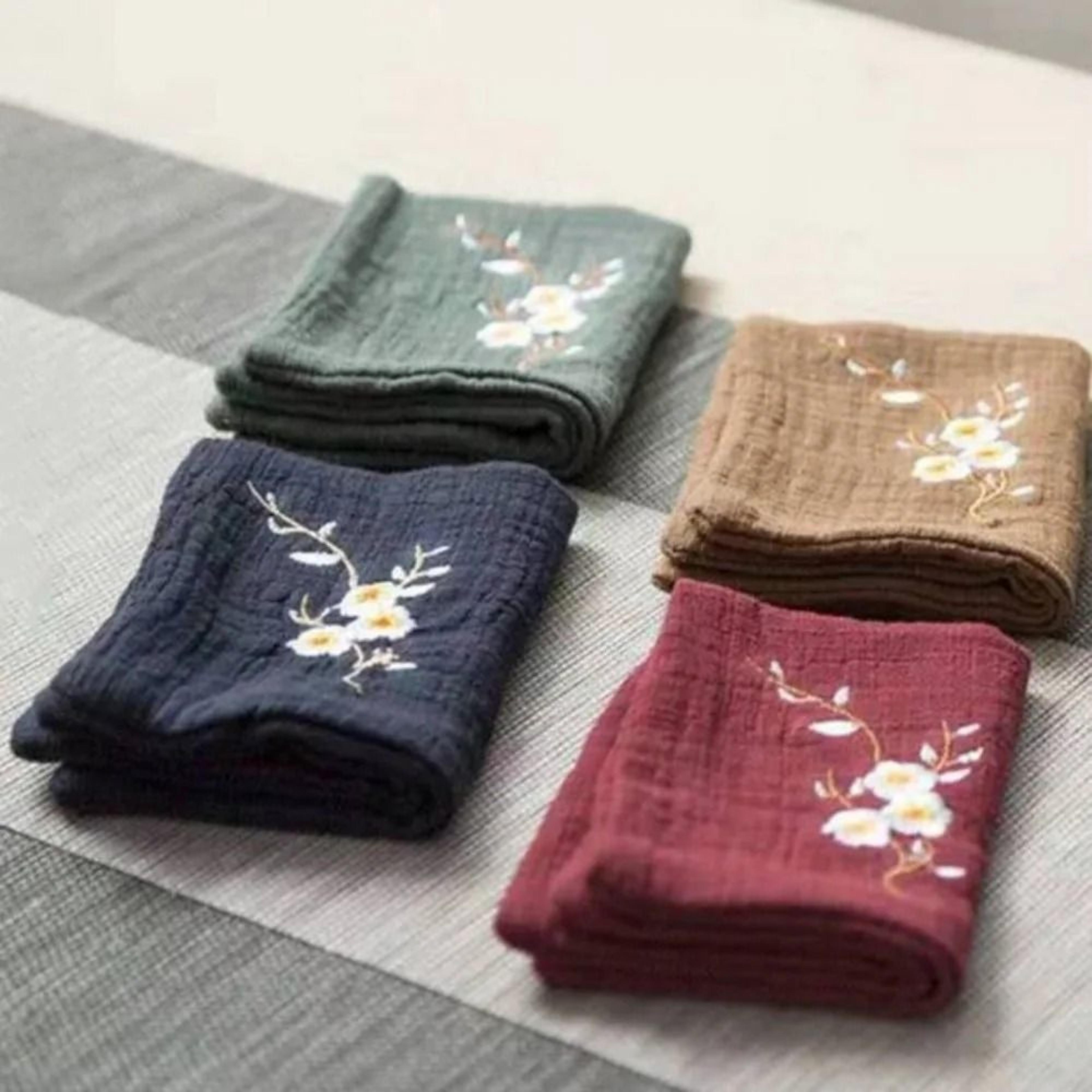 embroidered cotton linen tea towel lightweight tea cleaning cloth absorbent kitchen and tea set cloth