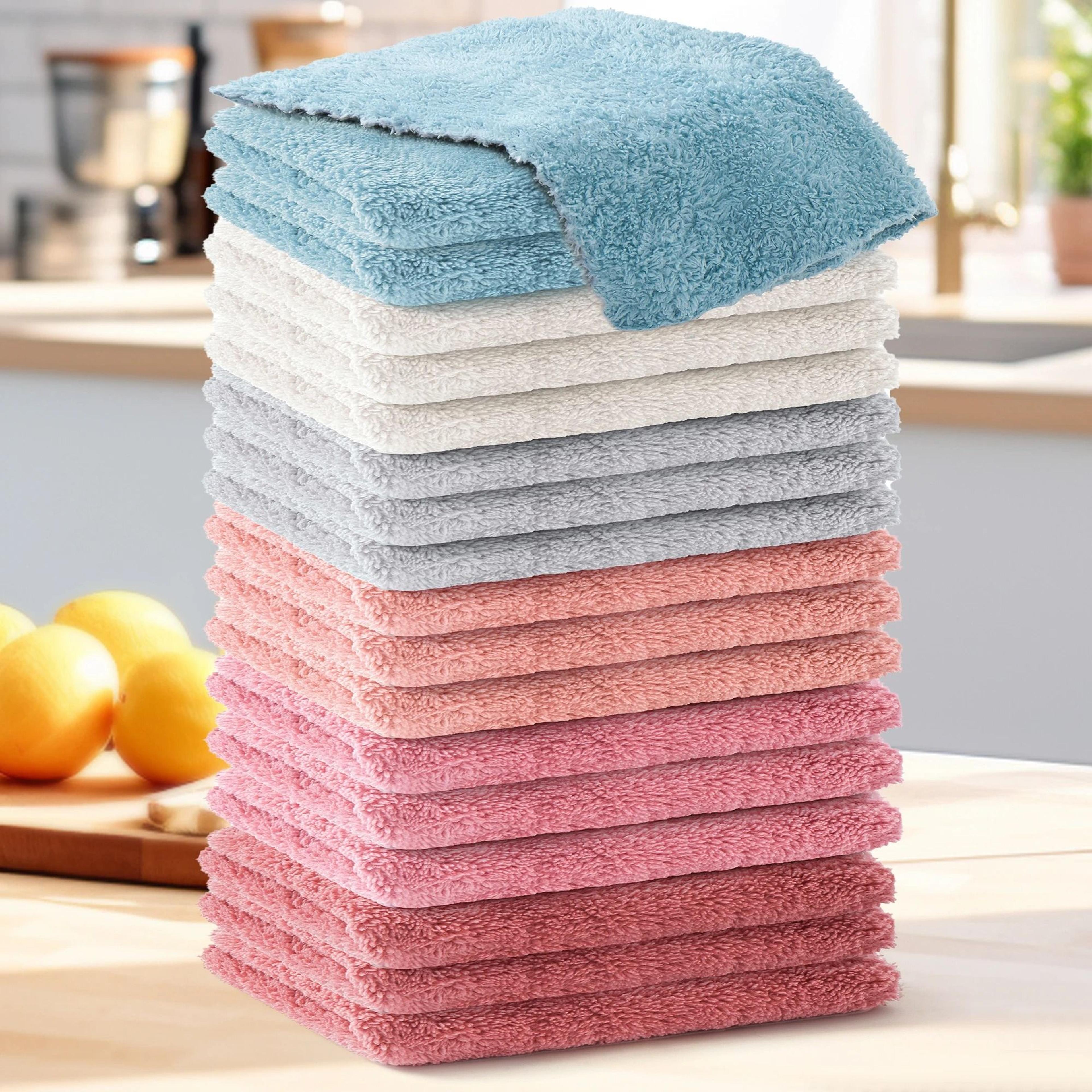 soft microfiber cleaning cloth set highly absorbent kitchen towels 12 or 18 pack