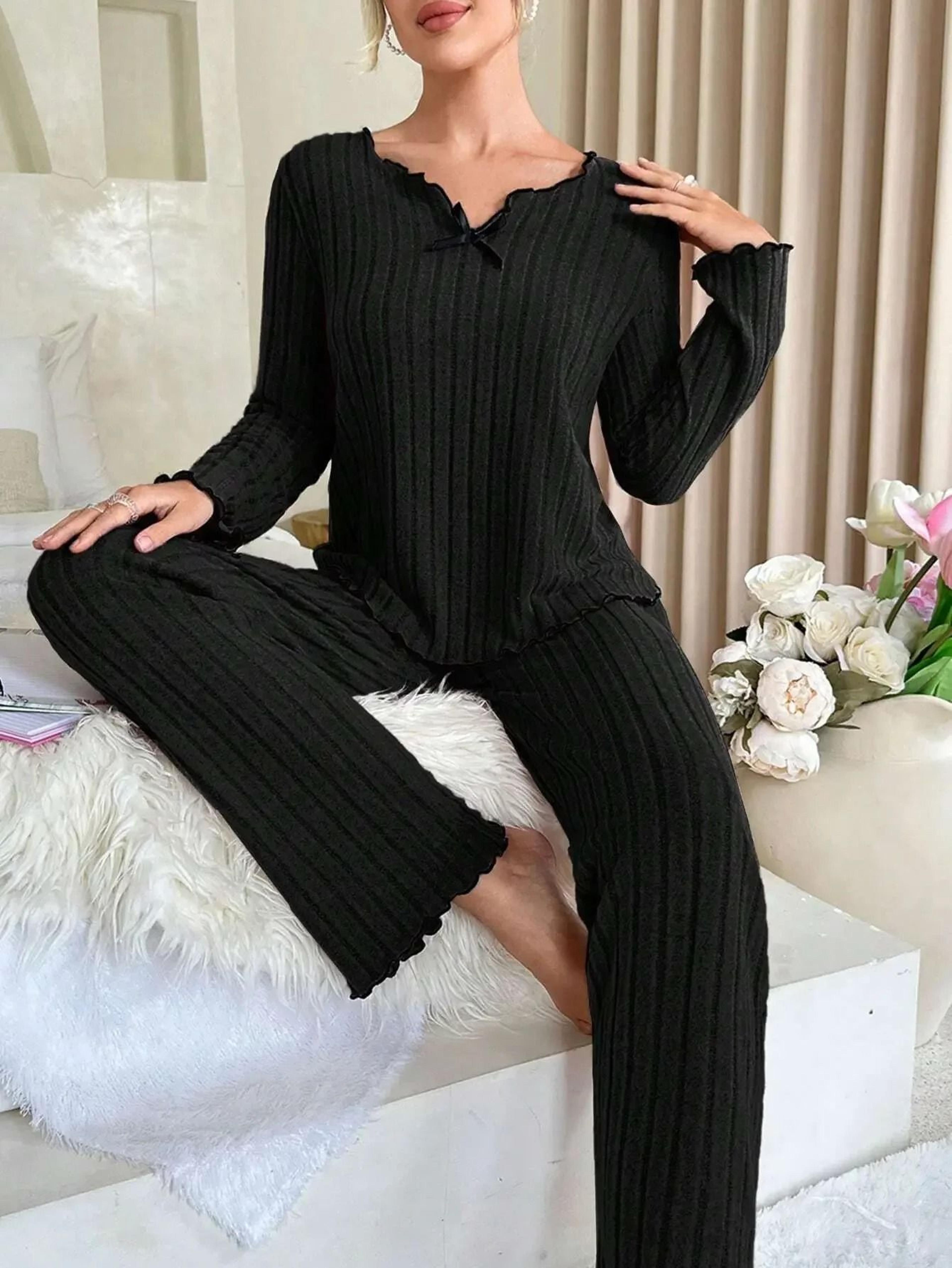 womens winter pajama set soft womens loungewear set cozy 2 piece sleepwear