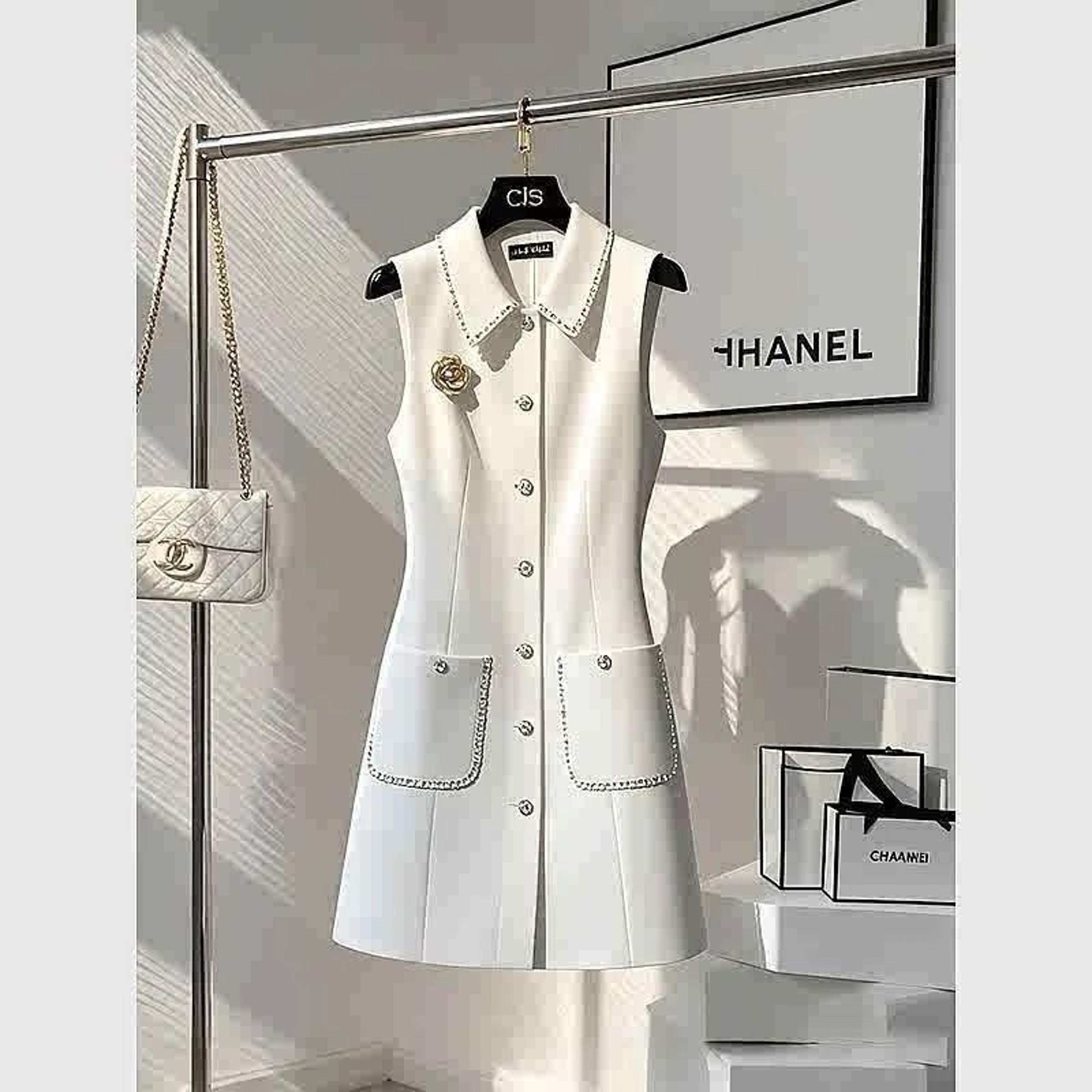 elegant white vest dress french style waist cinched dress womens slim fit occasion dress