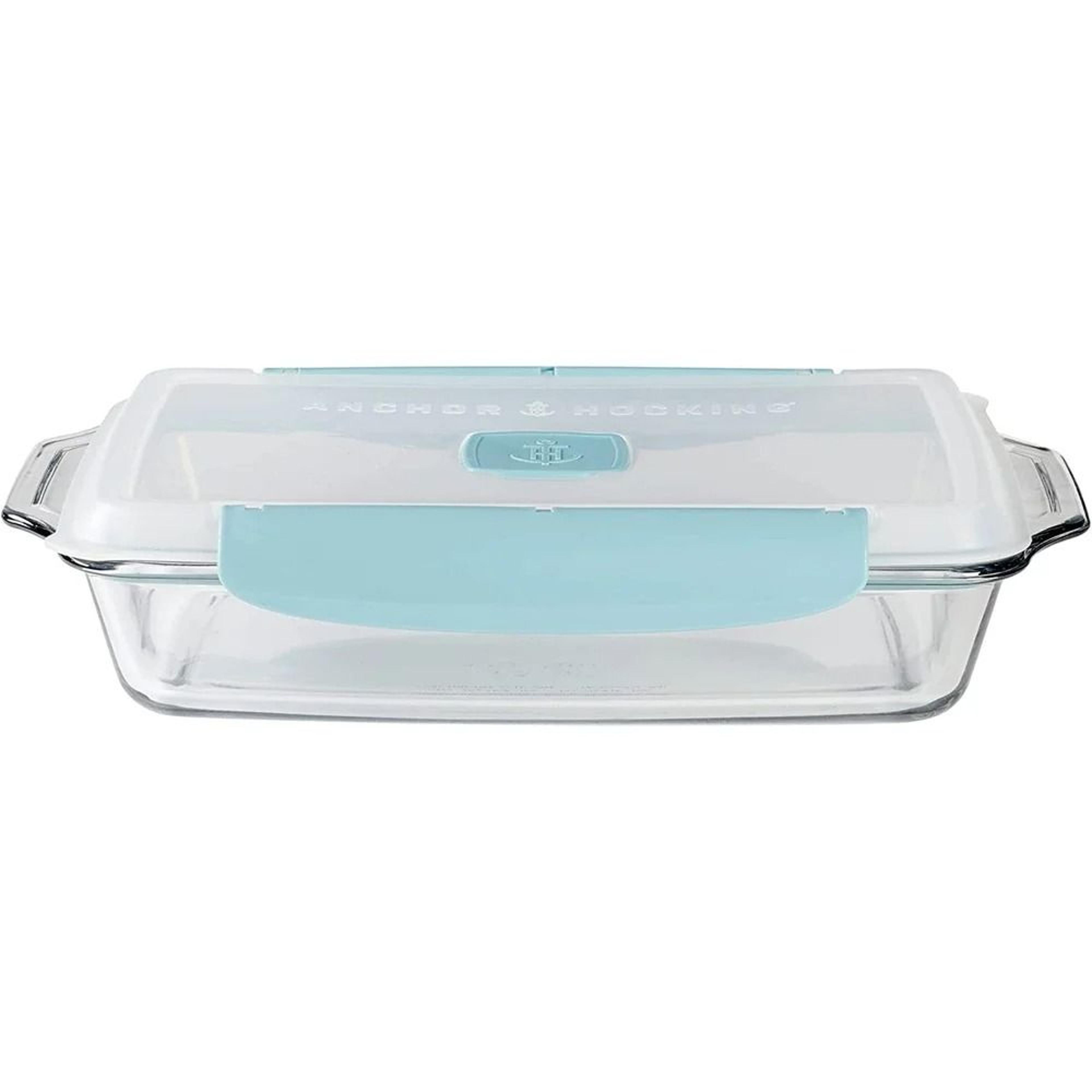3 quart glass baking dish with locking lid tempered casserole storage container with steam vent
