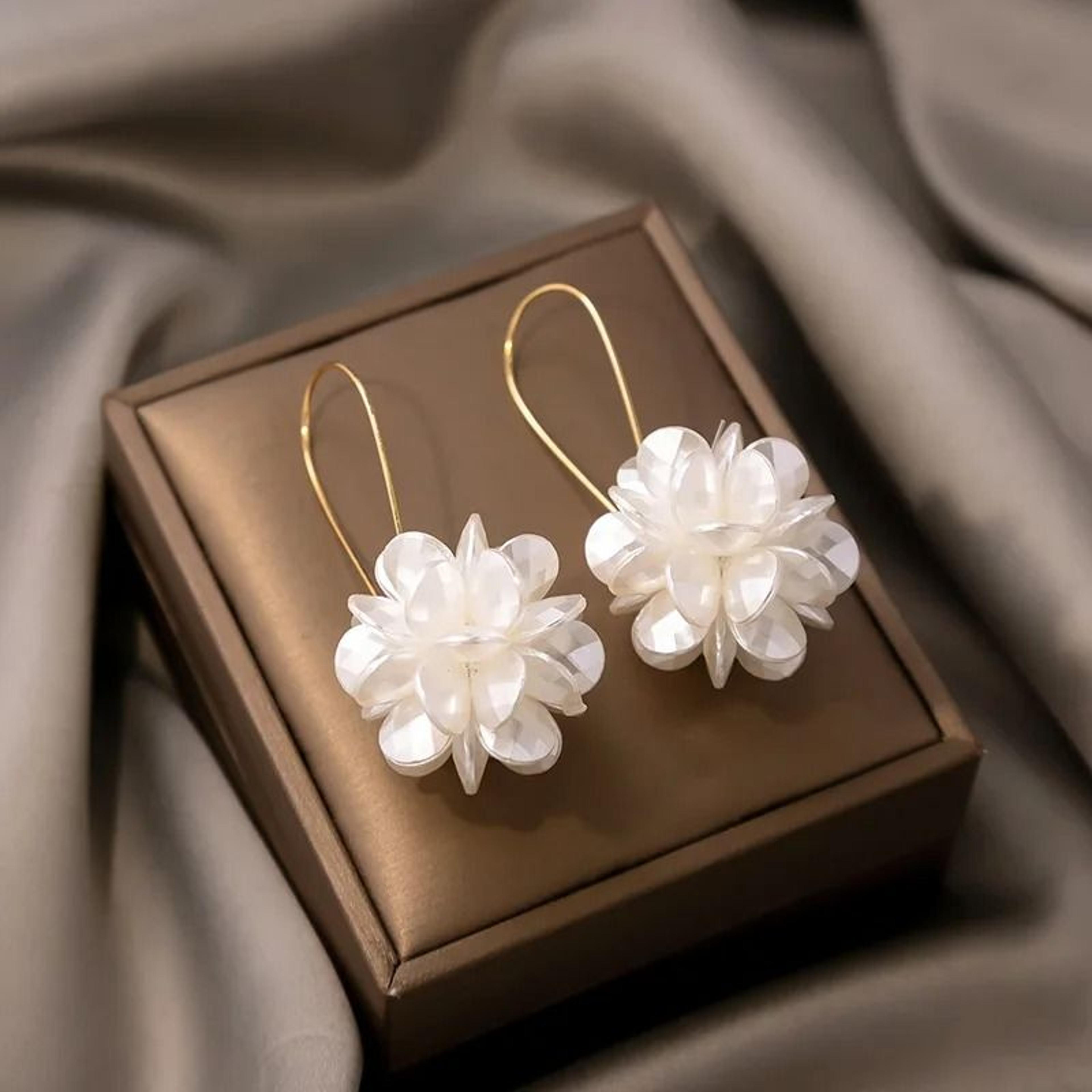 elegant pearl petal ball earrings for women fashion party and holiday jewelry