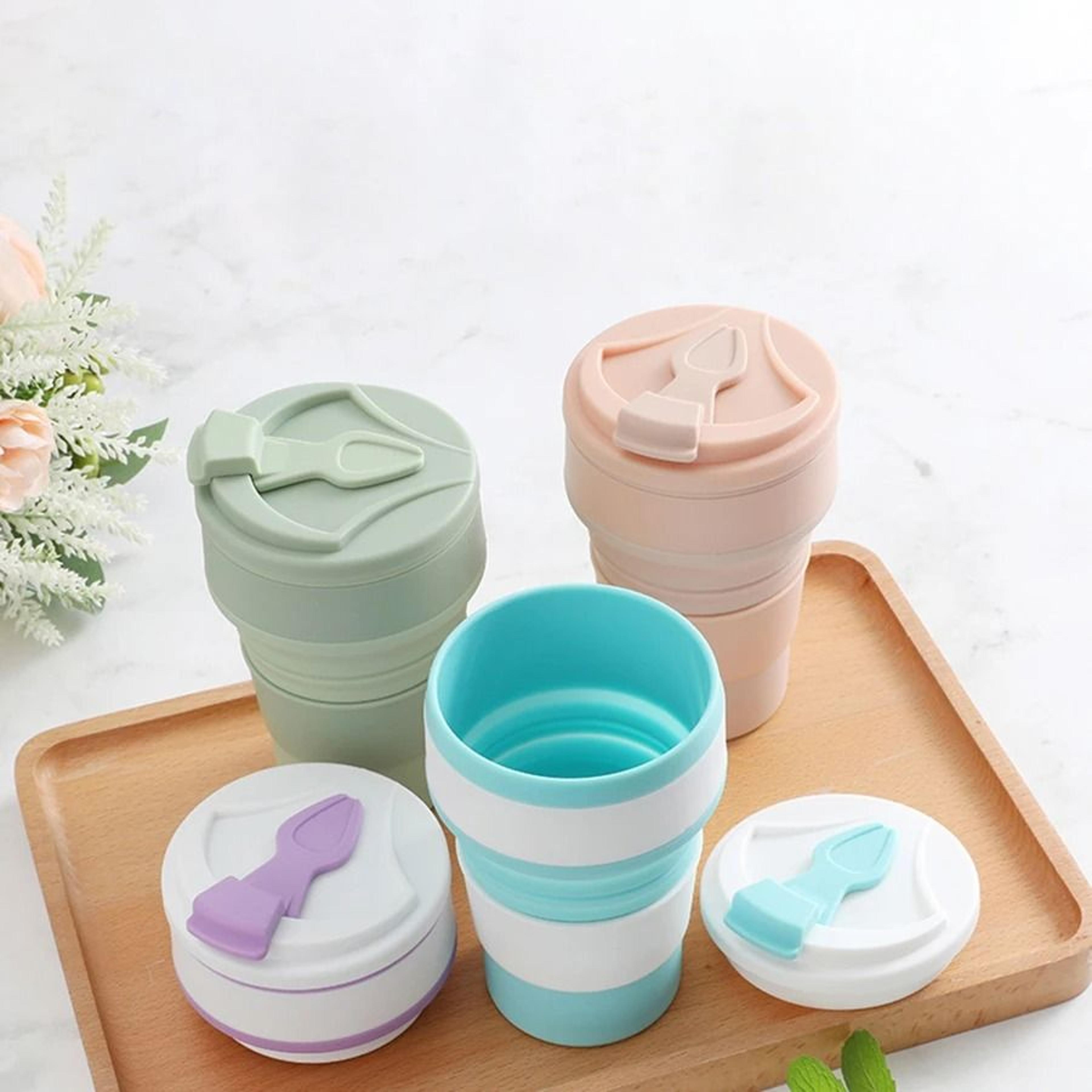 350ml collapsible cup silicone travel cup foldable coffee mug with lid