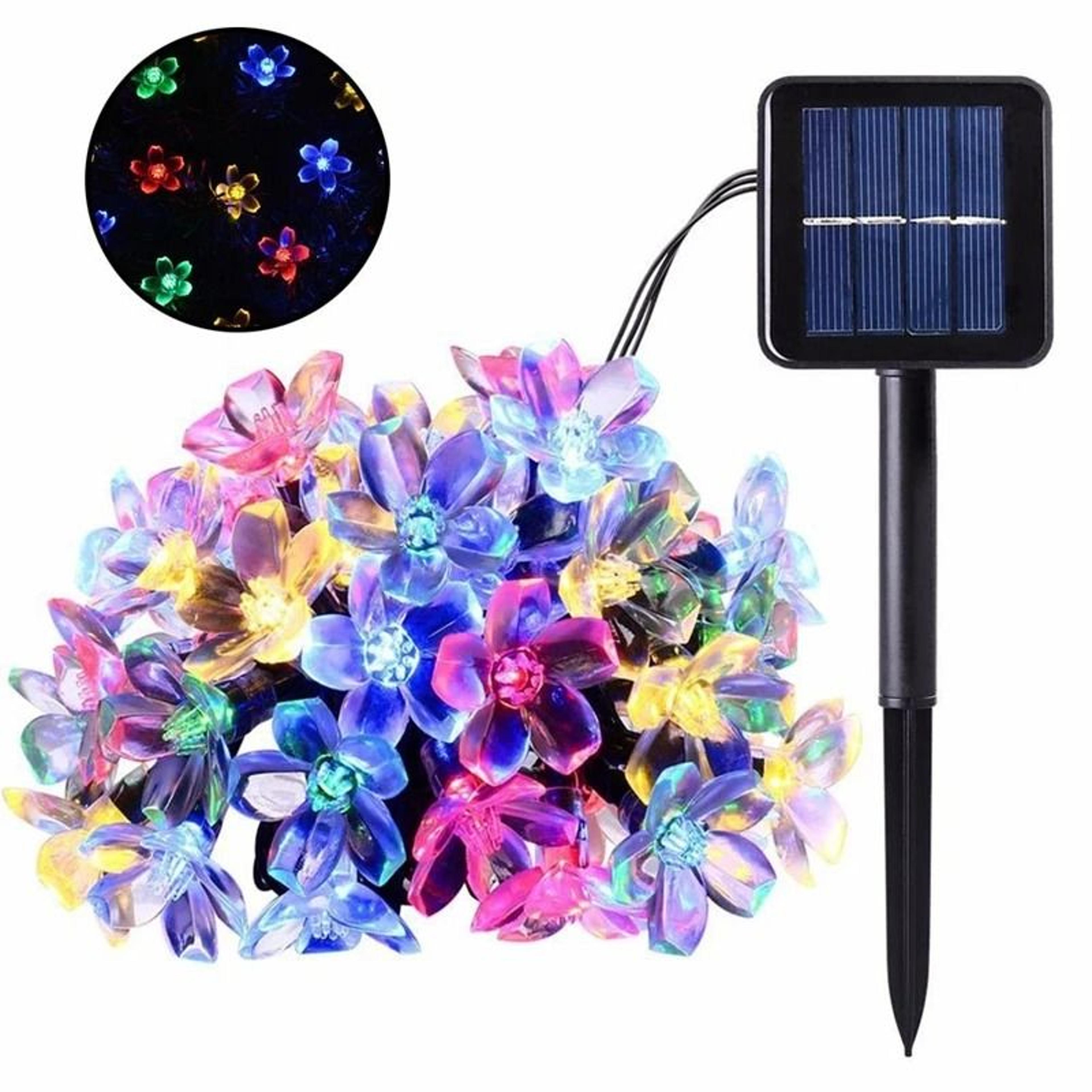 solar cherry blossom string lights outdoor waterproof fairy garden party lights