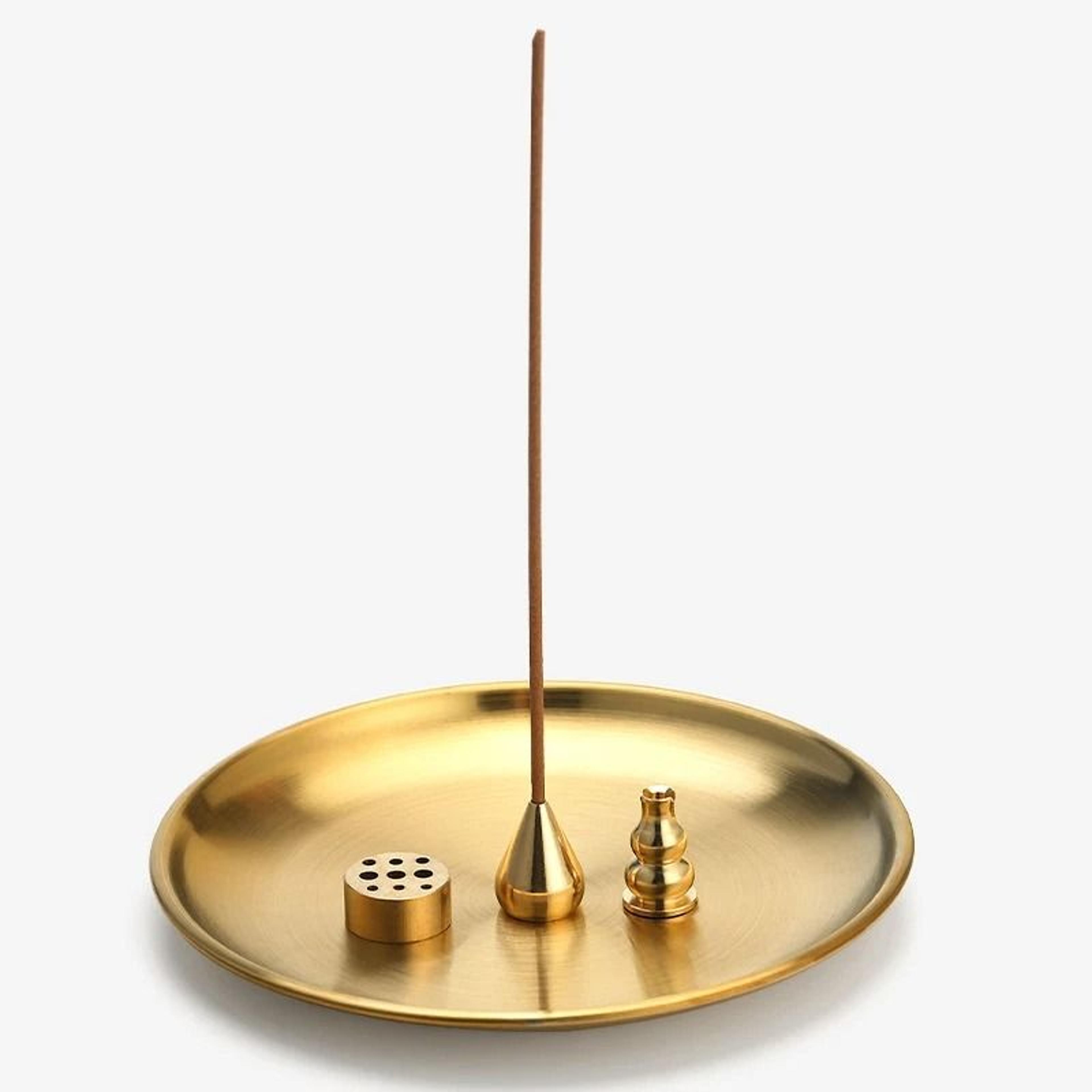 brass incense holder set with metal tray ash catcher for palo santo and sage