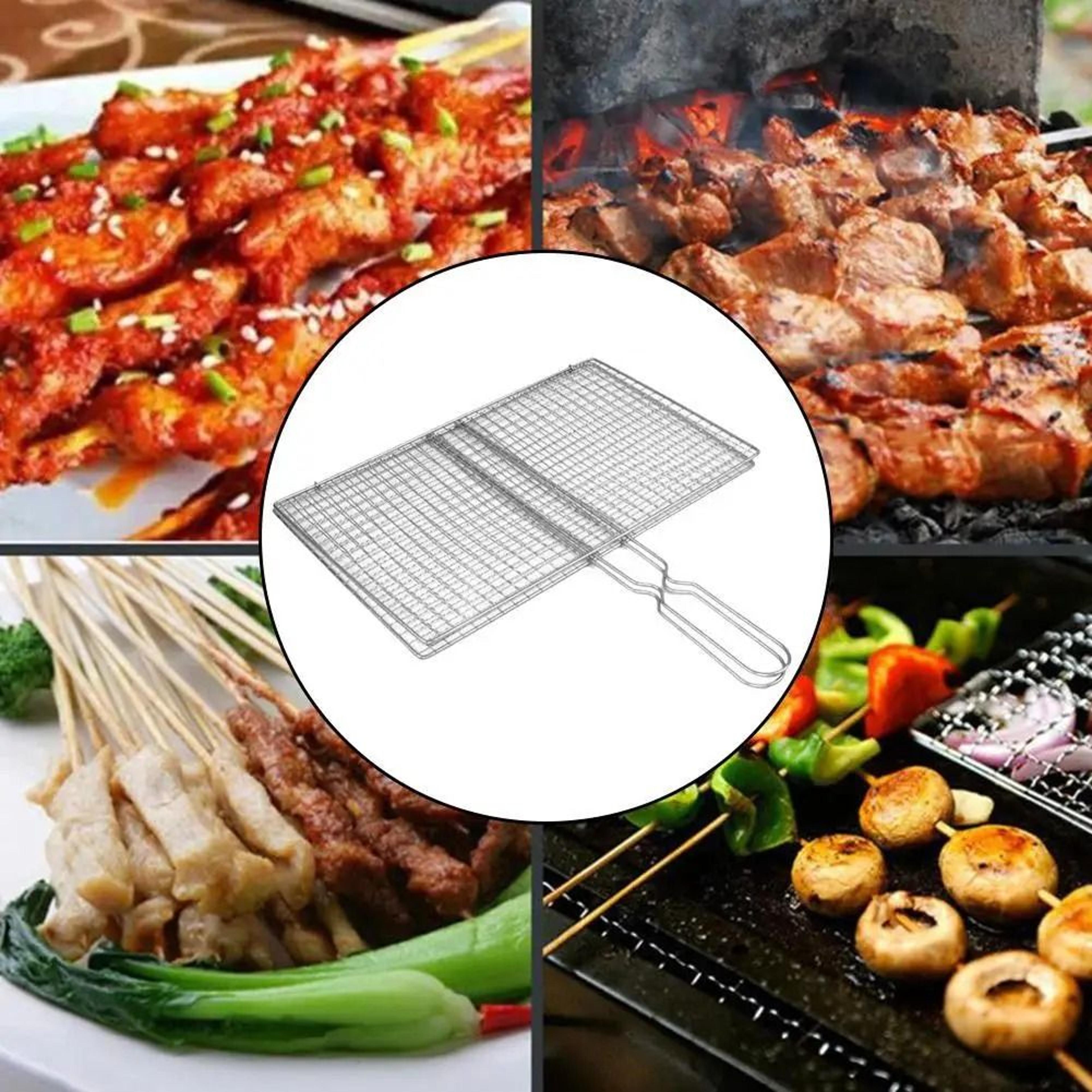 bbq grilling basket mesh clamp for fish meat and vegetables