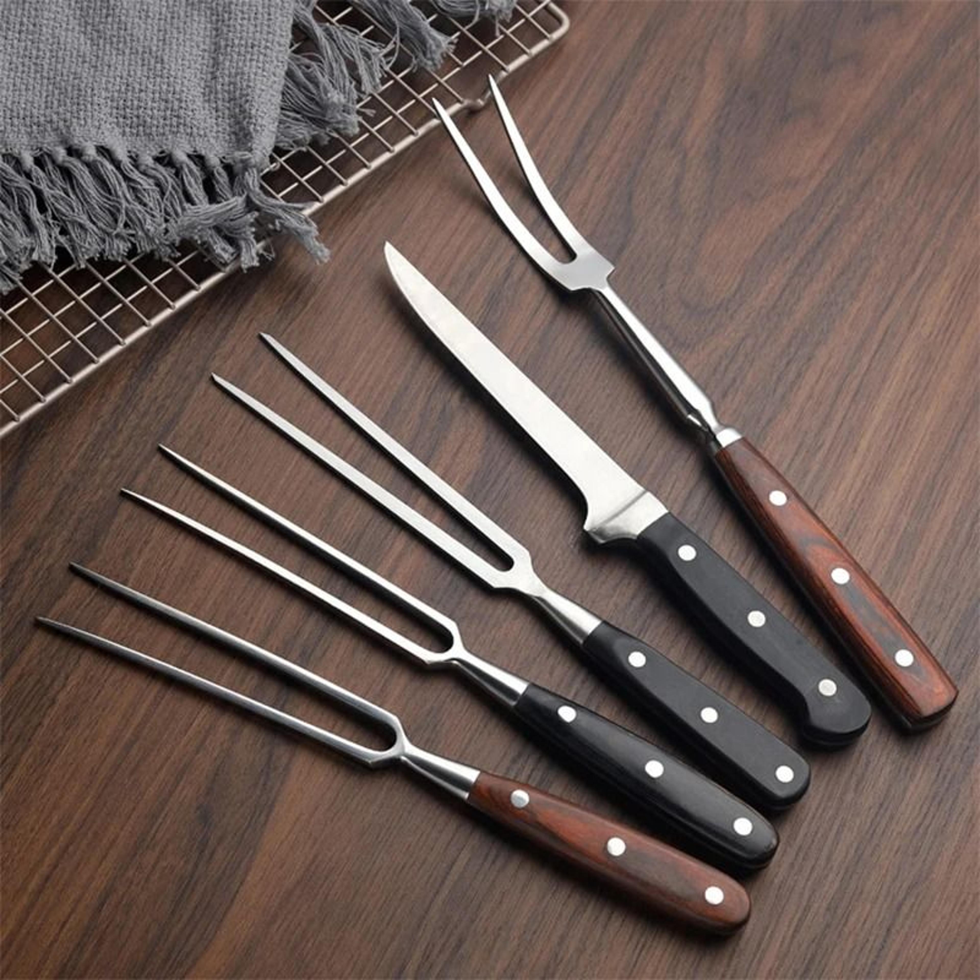 stainless steel bbq fork grill meat cooking tool for outdoor grilling and camping